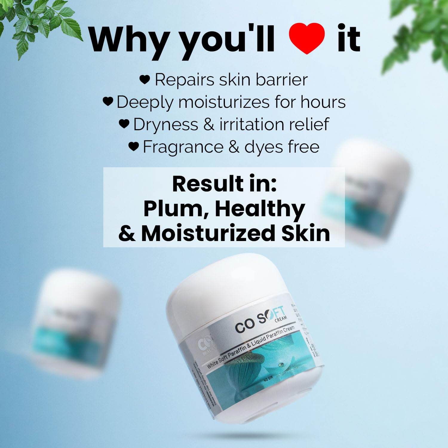 CO SOFT #1 Winter Moisturizing Cold Cream for Dry & Dehydrated Skin - White Soft Paraffin & Light Liquid Paraffin Cream - Pack of 2 (40 gm each) | Perfect for Night Care, Extreme Weather Protection & Daily Hydration