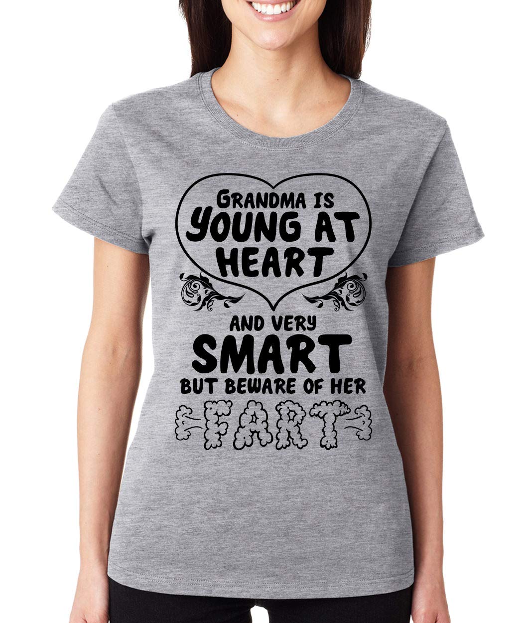 Funny Grandma Young at Heart & Smart Beware Fart Graphic T-Shirt - Perfect Gift for Grandmothers, Birthday & Family Reunions