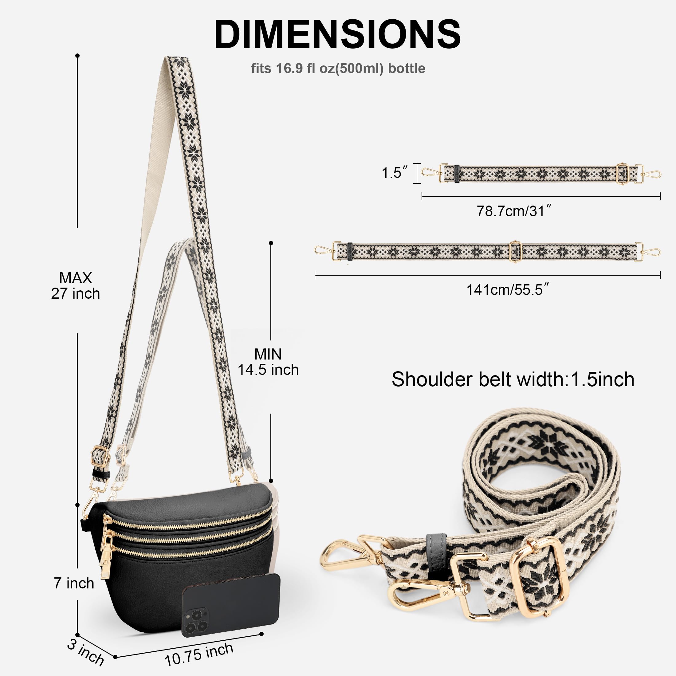 Trendy Women's Crossbody Sling Bag - Alyssa Large Fanny Pack Purse for Everyday Use, Travel & Outdoor Activities