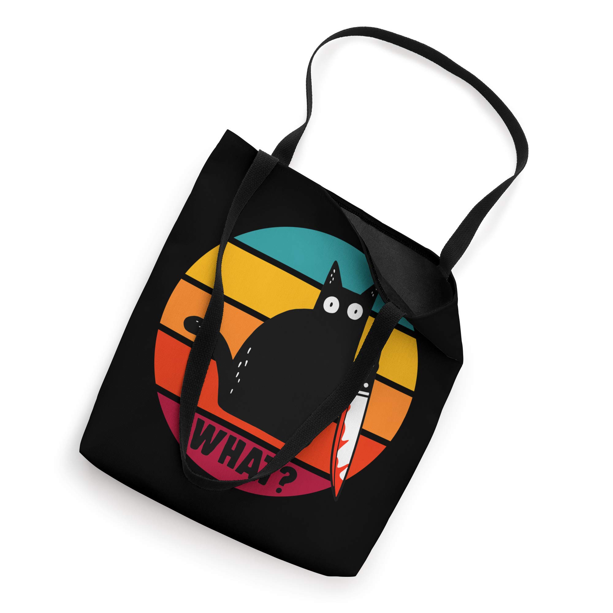 Funny Black Cat Knife Murderous Cat Tote Bag - Cute Gothic Cat Lover Gift for Women & Men - Perfect for Halloween, Cosplay & Daily Use