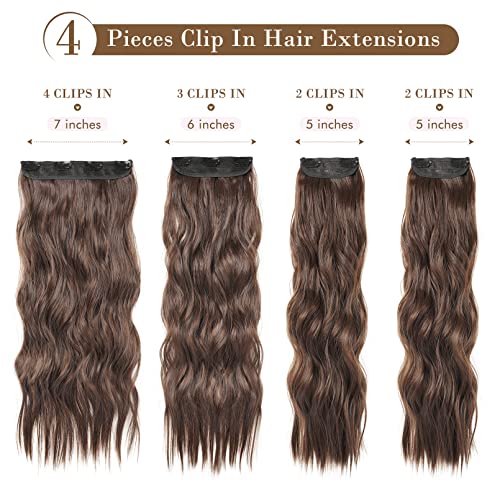 4PCS Clip-in Synthetic Hair Extensions - Long & Thick Hair Extensions for Women - Perfect for Parties, Weddings & Everyday Styling