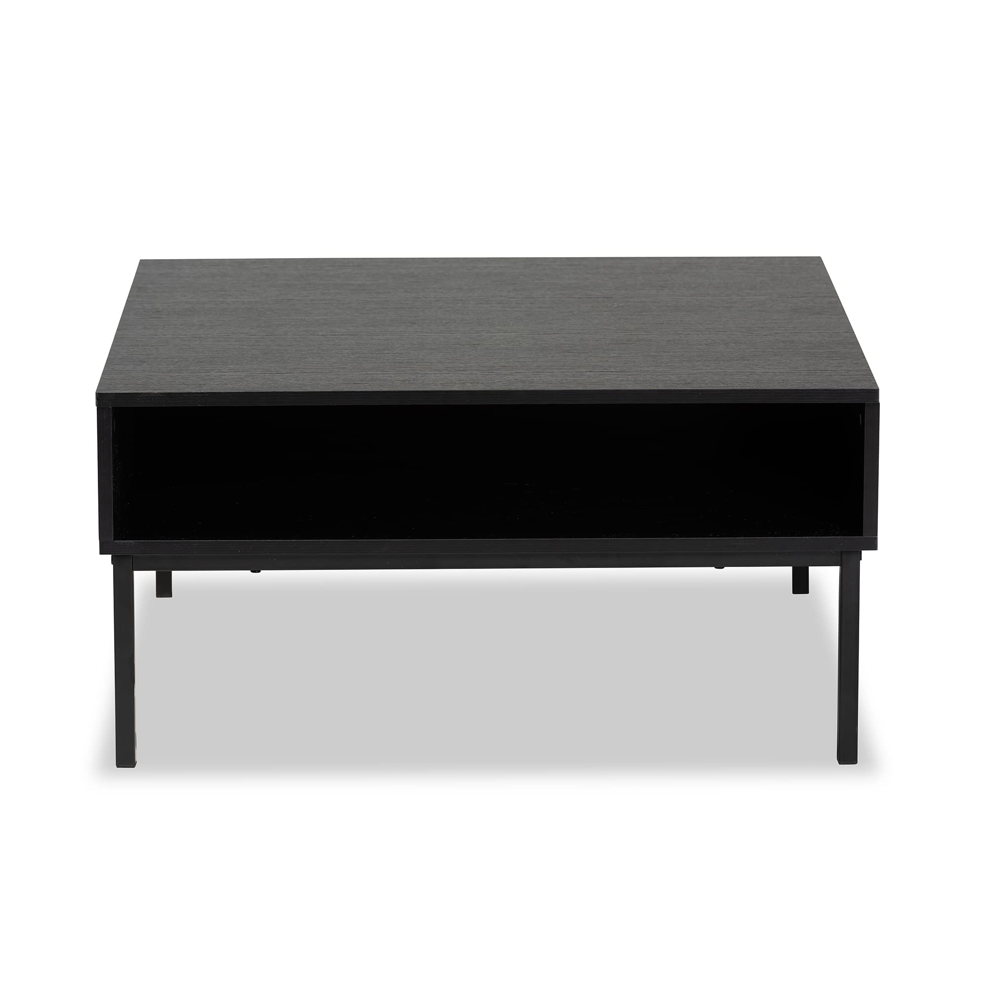 Baxton Studio Haben Coffee Table - Solid Oak Wood with Brown/Black Finish - Modern Living Room Furniture for Home & Office Decor