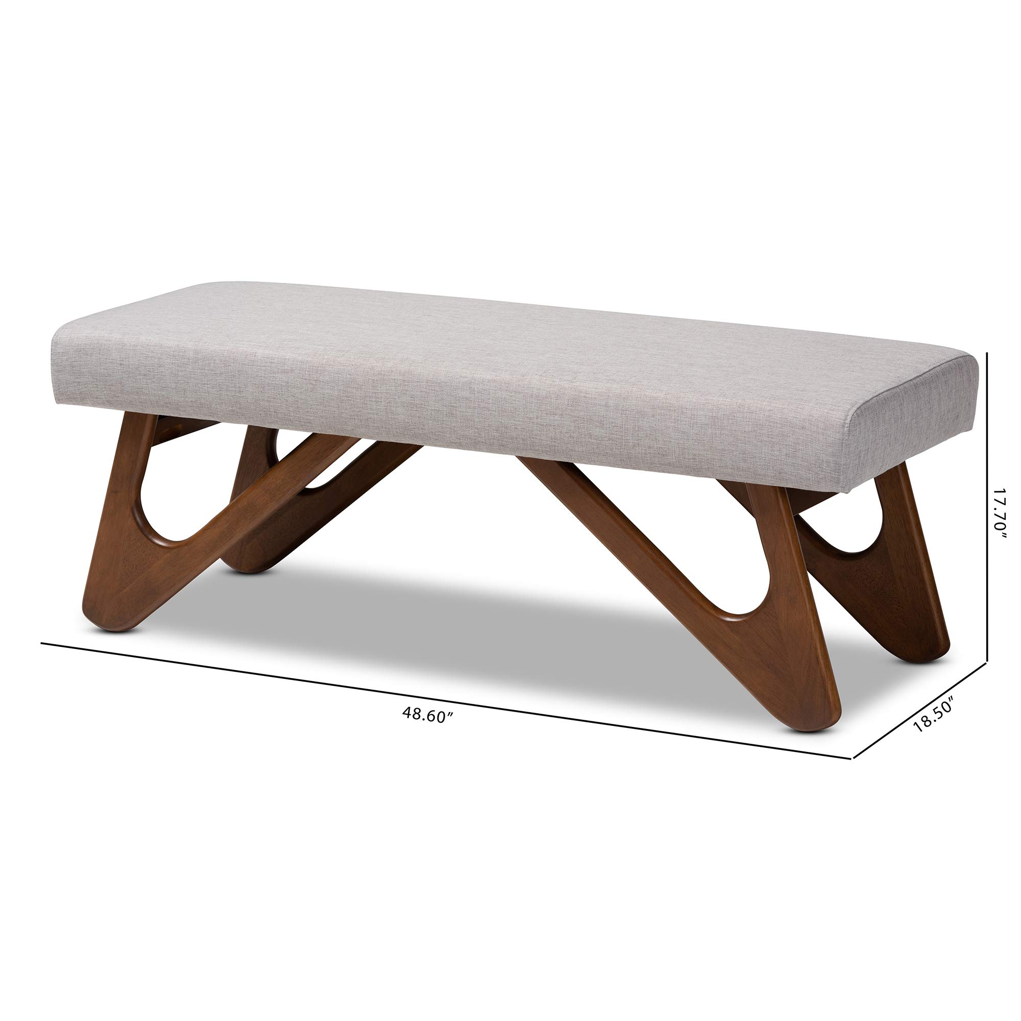 Baxton Studio Modern Upholstered Bench & Banquette - Greyish Beige - Perfect for Entryway, Bedroom, or Dining Room Seating