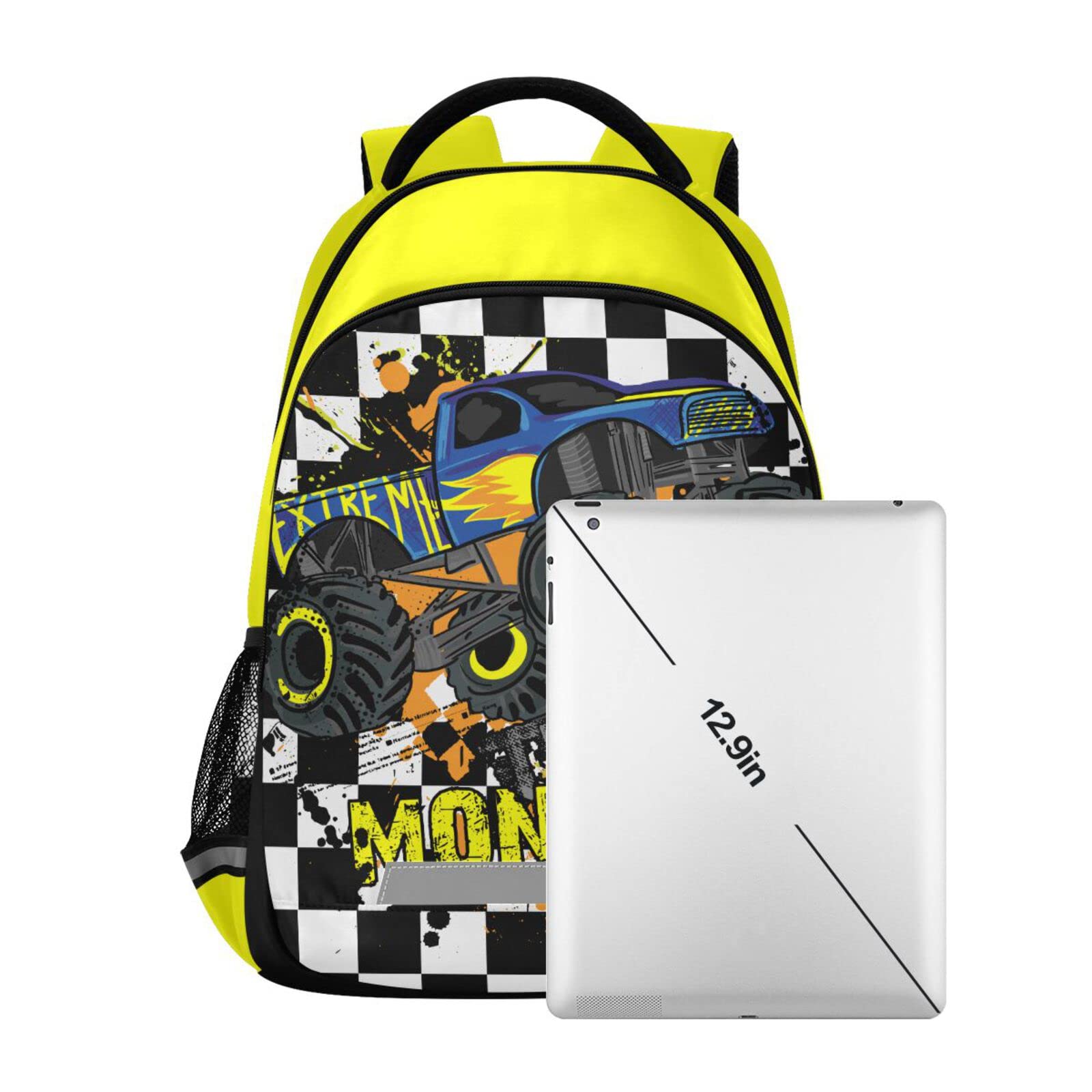 Monster Truck Backpack for Boys & Girls - Durable School Backpack for Kids, Elementary Bookbag with Spacious Compartments - Perfect for School, Travel & Outdoor Adventures