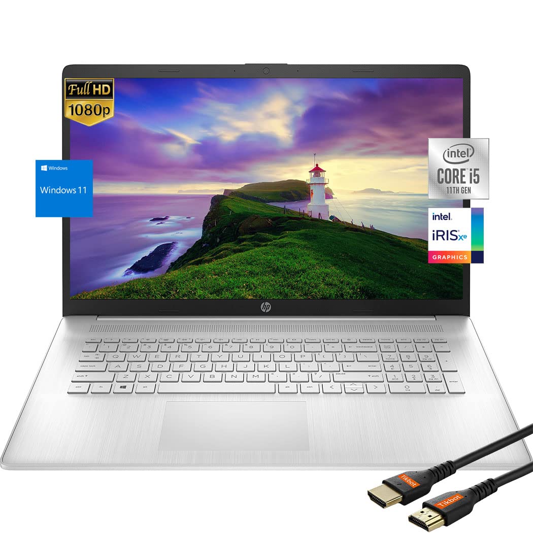 HP 17-inch Laptop with Windows 11 - FHD 1080p IPS Display, Intel Core i5-1135G7 Processor, 8GB RAM, 512GB PCIe SSD, Iris Xe Graphics, USB Type-C, Wireless-AC, Fast Charging & Long Battery Life - Perfect for Work, Study & Entertainment