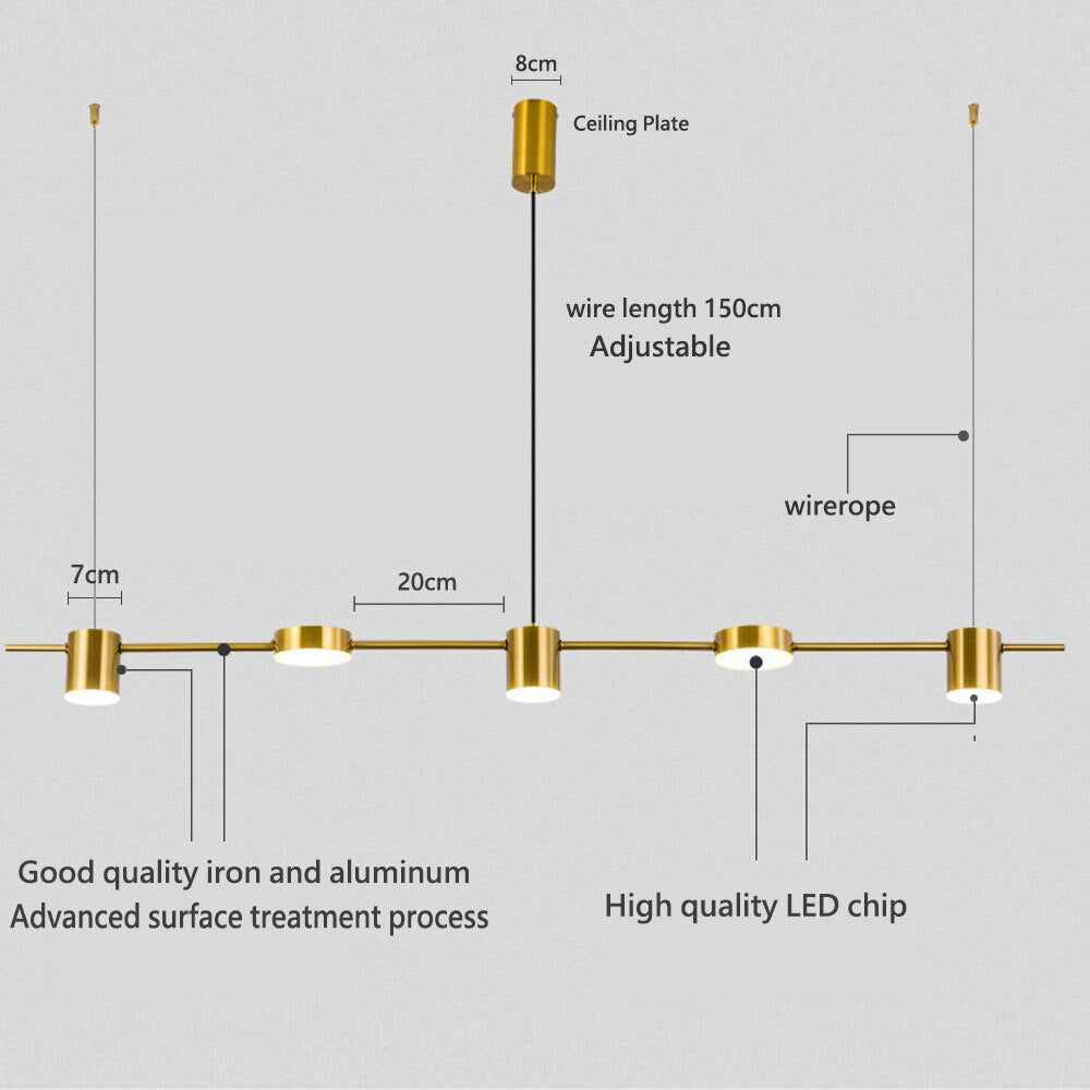 Modern Pendant Ceiling Light Fixture - Elegant Dining Room Lighting for Kitchen Island, Breakfast Nook & Home Decor - Dimmable LED Hanging Chandelier