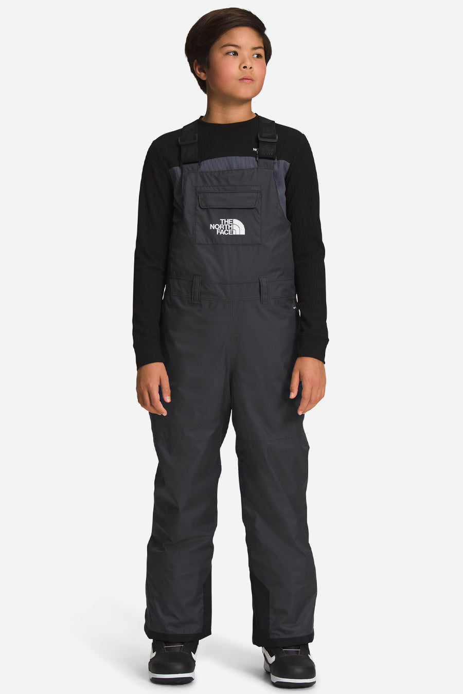 The North Face Boys' Freedom Bib Snow Pants - Waterproof & Insulated Winter Snowpants for Teen Boys in Asphalt Grey - Perfect for Skiing, Snowboarding & Outdoor Winter Activities