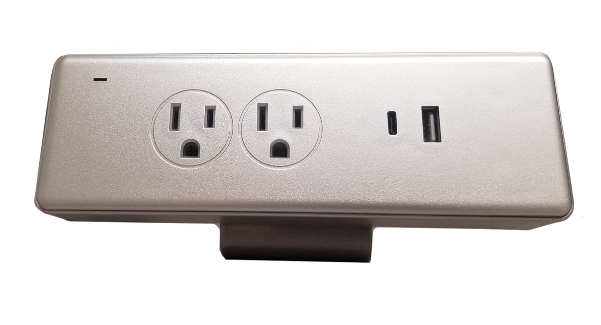 Lift It Desk Power Unit - 2 Plug, 1 USB C & 1 USB - Grommet Mount (Black) for Office & Home Workspace