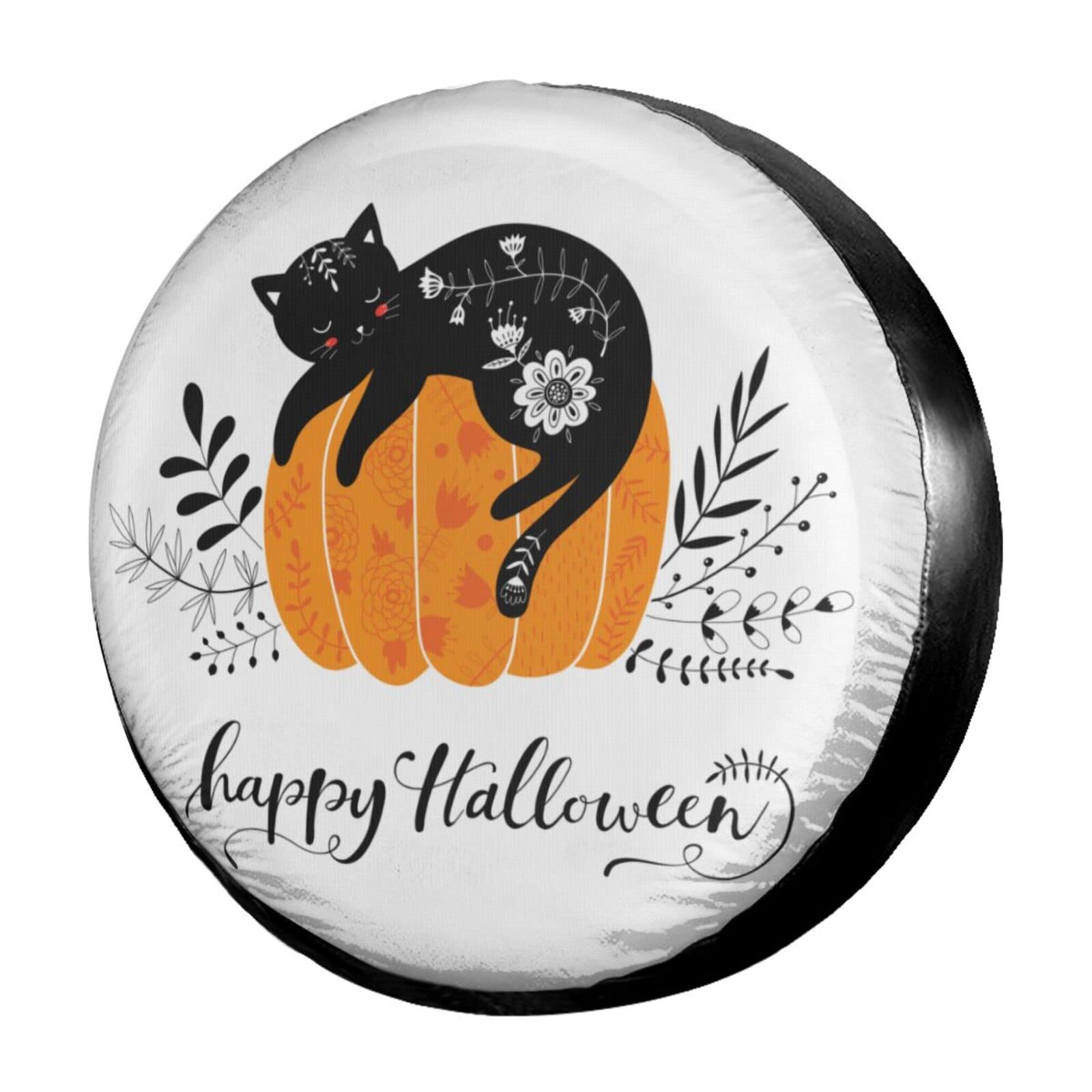 Waterproof Black Cat Halloween Spare Tire Cover - Dust-Proof 15 Inch Wheel Cover for Jeep, Trailer, RV, SUV & Most Vehicles | Perfect for Halloween Decorations & Outdoor Adventures