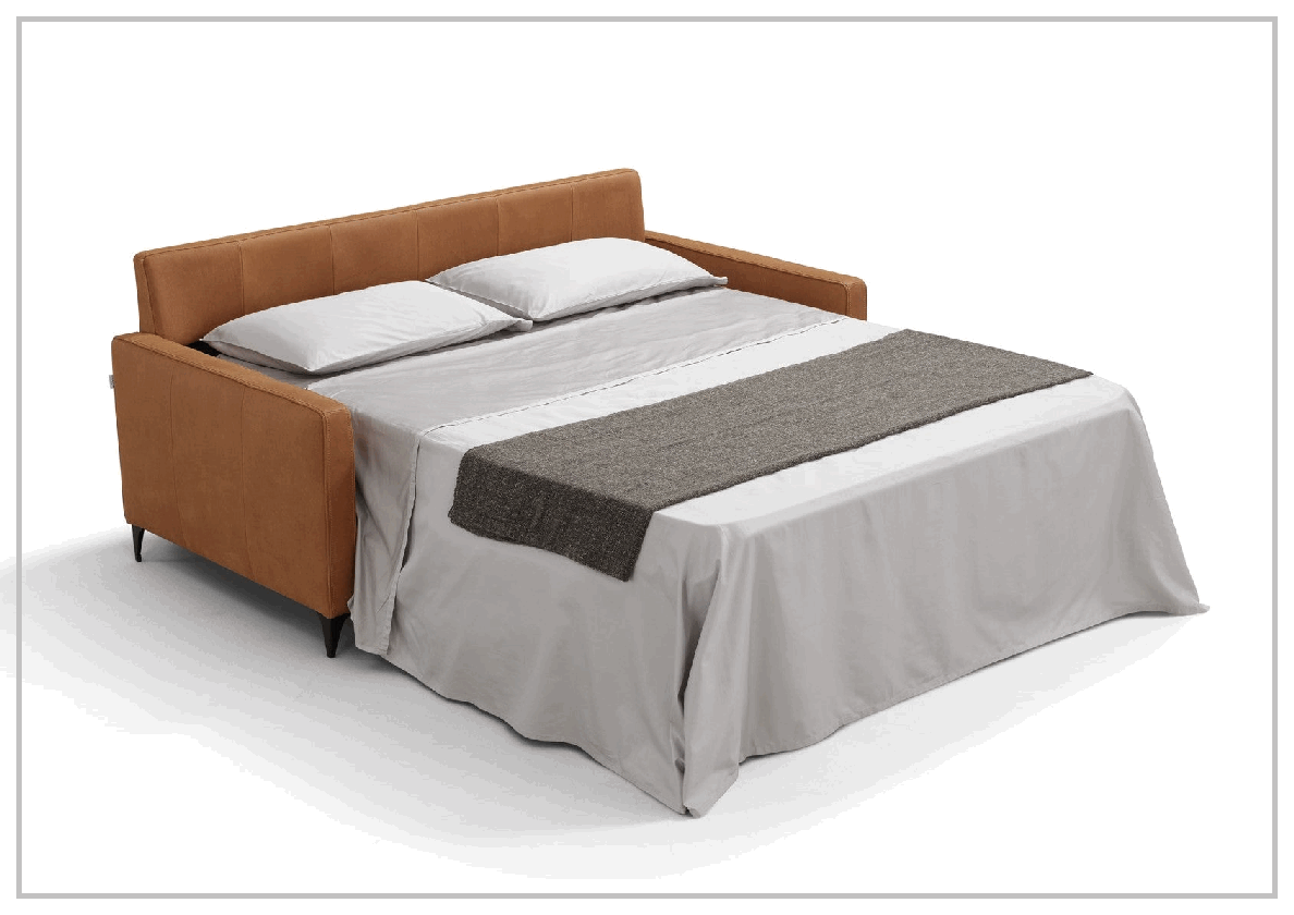 Kathy Ireland Wigan Luxury Gray Italian Leather Queen Sleeper Sofa Bed - Convertible Sleeper Sofa for Living Room, Guest Room & Small Spaces