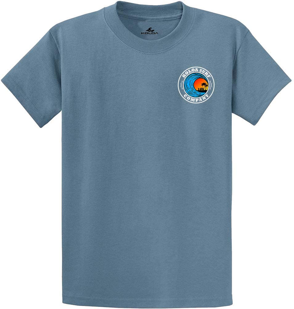 Koloa Surf Men's Dusk Logo Heavyweight Cotton T-Shirt - Regular, Big & Tall Sizes - Casual Wear, Beach Outfits & Surfing Lifestyle