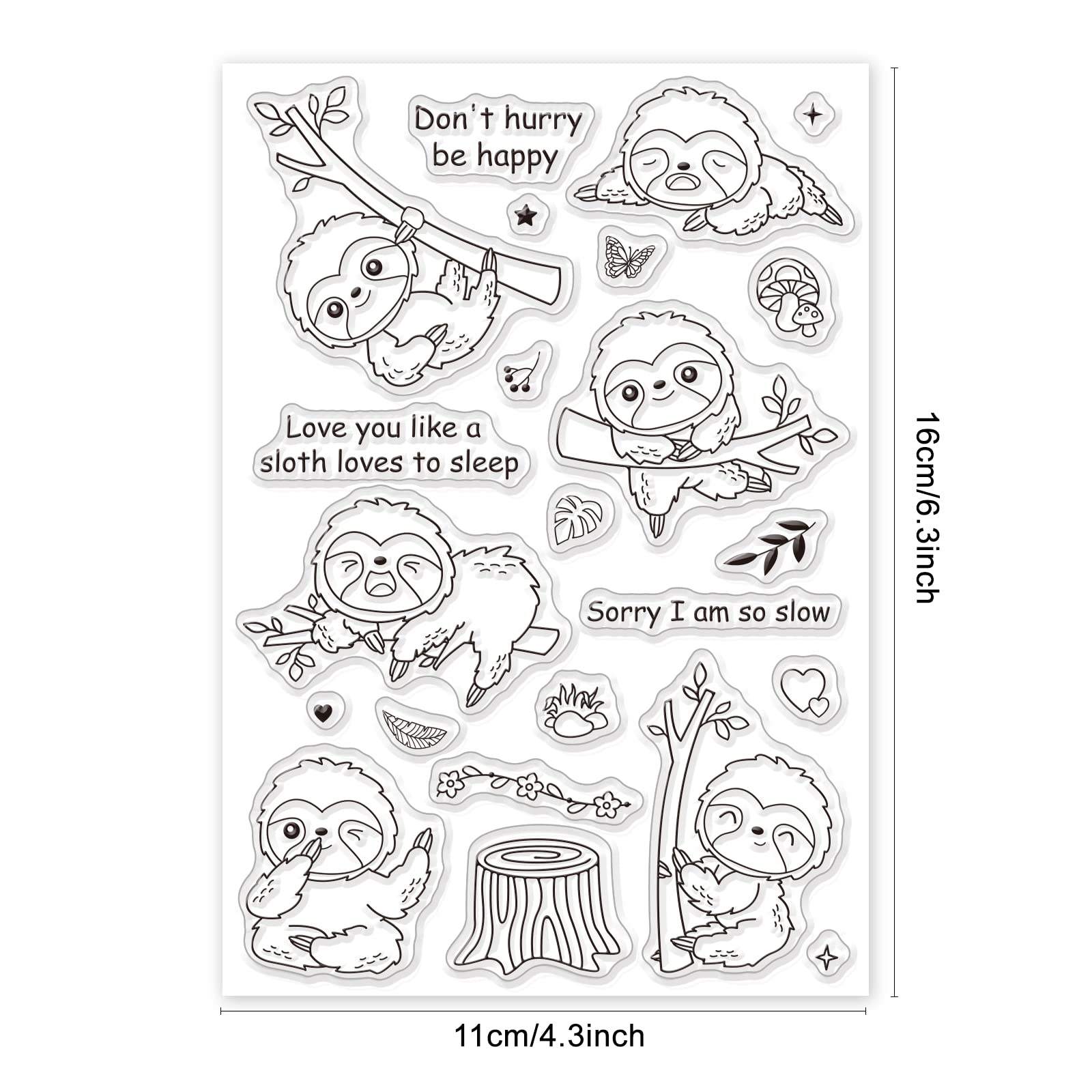 GLOBLELAND Sloth Silicone Clear Stamps - Cute Animal Transparent Rubber Stamps for DIY Scrapbooking, Card Making, Photo Albums & Paper Crafts - Perfect for Birthday Cards, Valentine's Day Decorations & Handmade Gifts