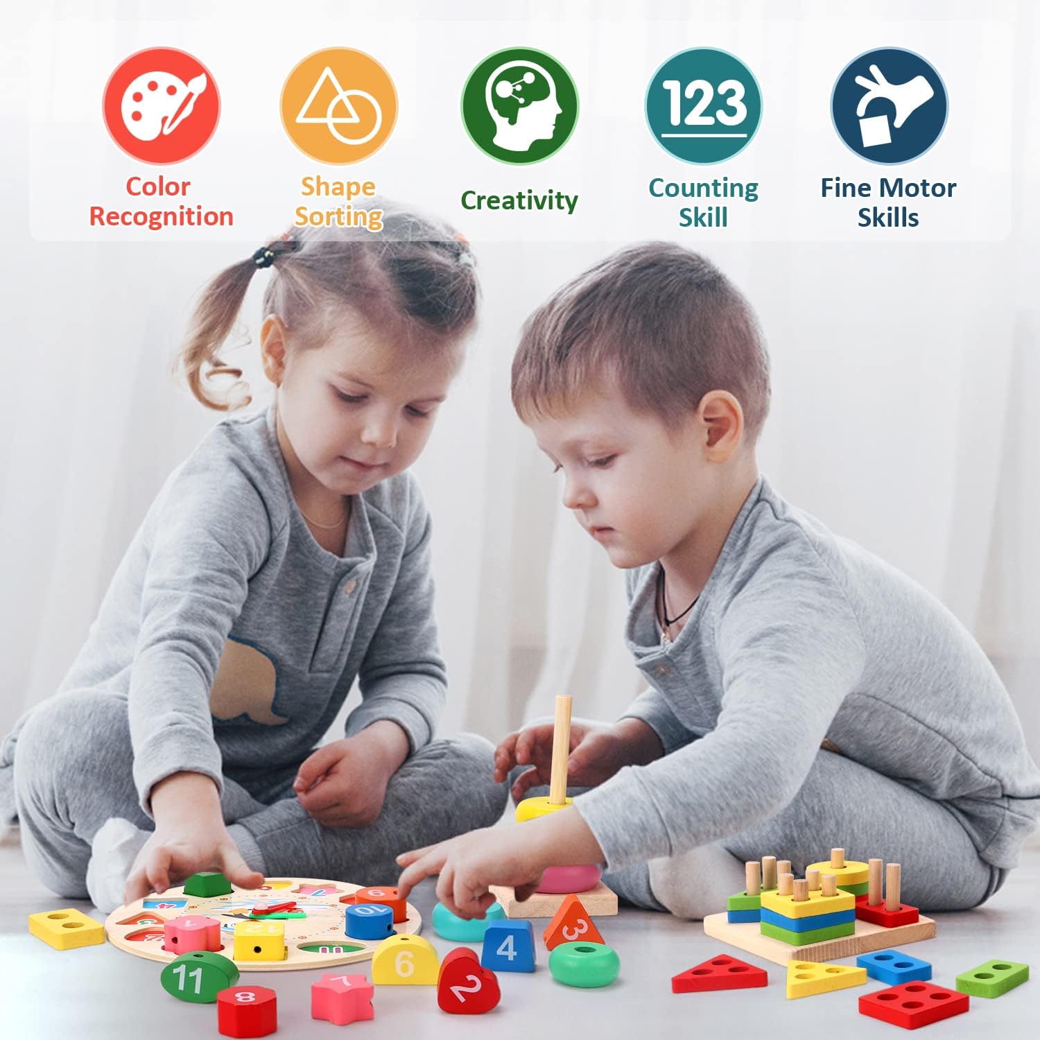 Montessori Wooden Toys for Kids Ages 2-6 - 6PCS Educational Learning Toys Set for Toddlers & Preschoolers | Perfect Birthday Gift for Boys & Girls | STEM Learning, Classroom & Homeschool Activities