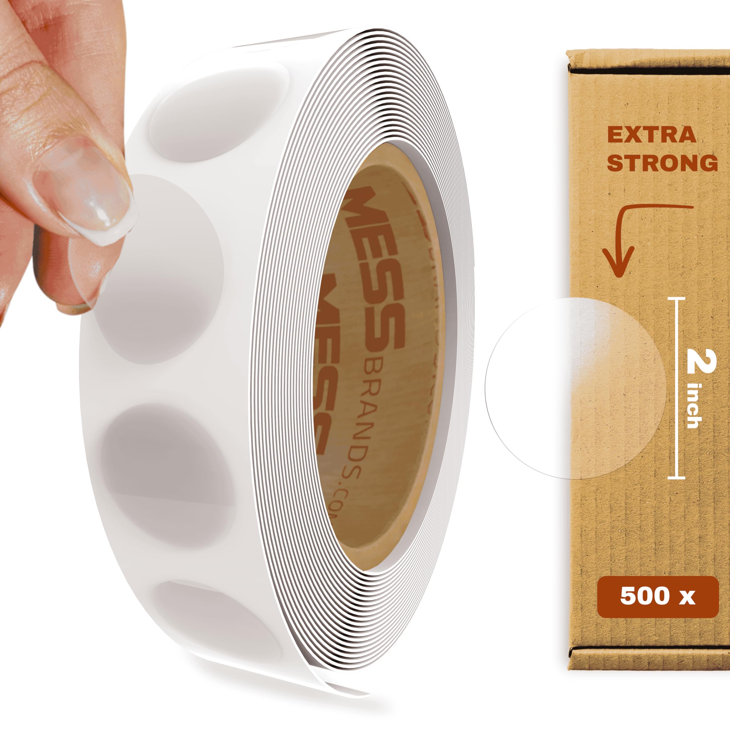 2 Inch Clear Round Labels - 500/Roll Transparent Sealing Dots for Envelopes, Wafer Tab Seals & DIY Projects - Perfect for Mailing, Scrapbooking & Crafting