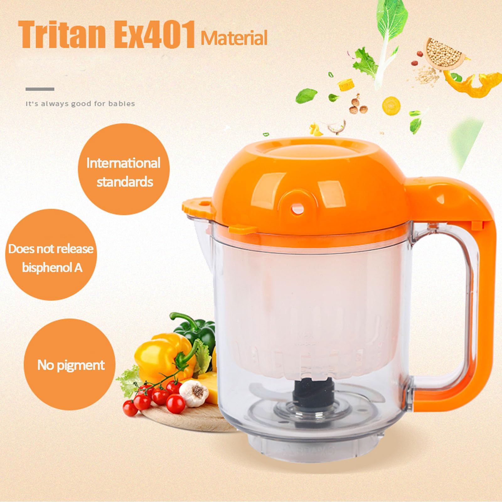 EEZD Baby Food Maker - 6-in-1 Multifunctional Infant Food Processor with Steamer, Blender, Puree Maker & Grinder | Easy to Use Toddler Cooking Machine | Perfect for Homemade Baby Purees, Smoothies & Healthy Snacks | Orange