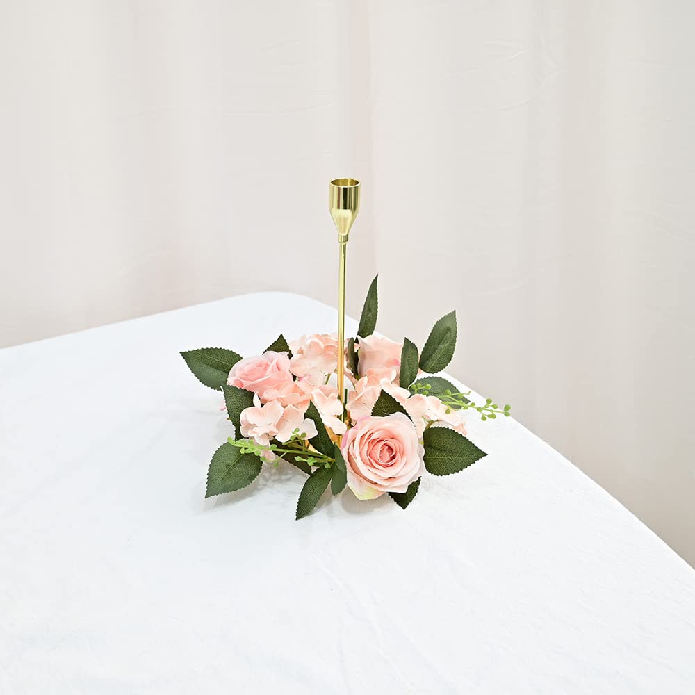 BEIJIALY 6-Pack Artificial Rose Candle Rings - 8 Inch Floral Candle Wreaths for Pillar Candles, Rustic Wedding Centerpieces & Christmas Table Decor | Perfect for Weddings, Holidays, and Home Decor