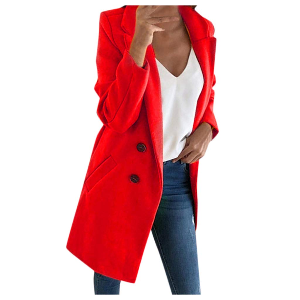 Elegant Women's Slim Wool Blend Long Coat - Warm Winter Outerwear for Office, Dating & Formal Occasions