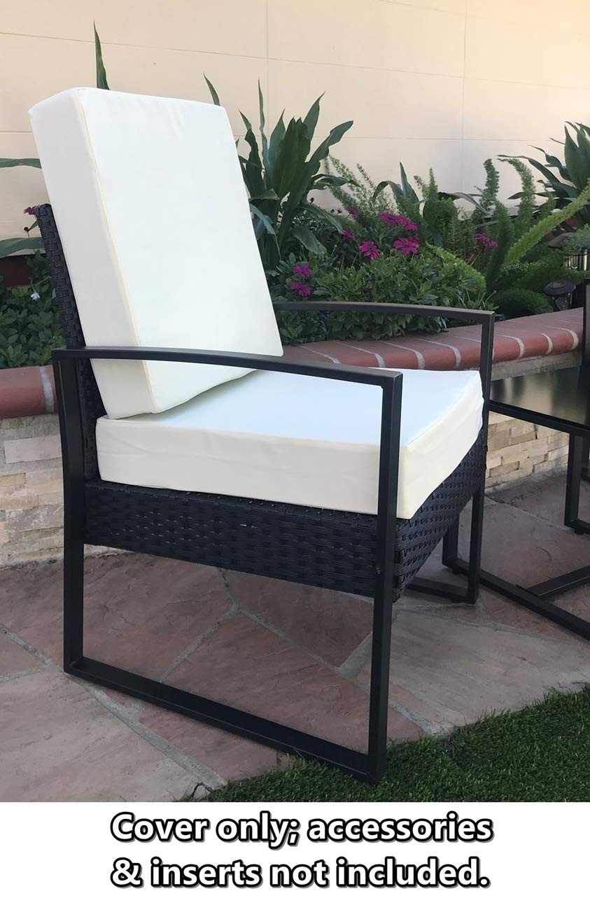 Waterproof Cream White Outdoor Patio Chair Cushion Covers (22