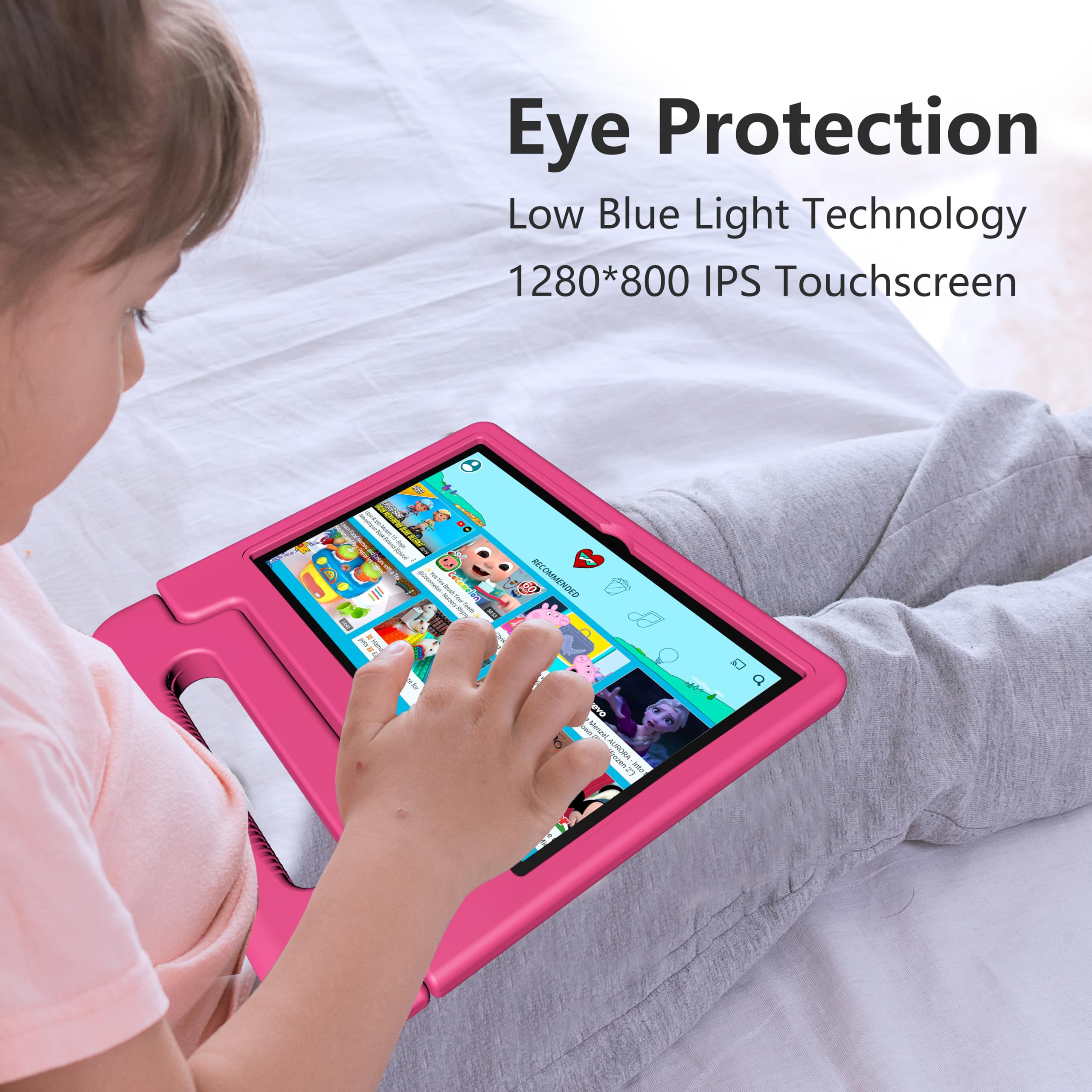 10.1 Inch Kids Tablet - Android 14, 64GB Storage, Octa-Core Processor, WiFi Enabled, Long Battery Life with Parental Controls | HD 1280x800 Display | Google Kids Space Preloaded | Perfect for Learning & Entertainment (Pink)