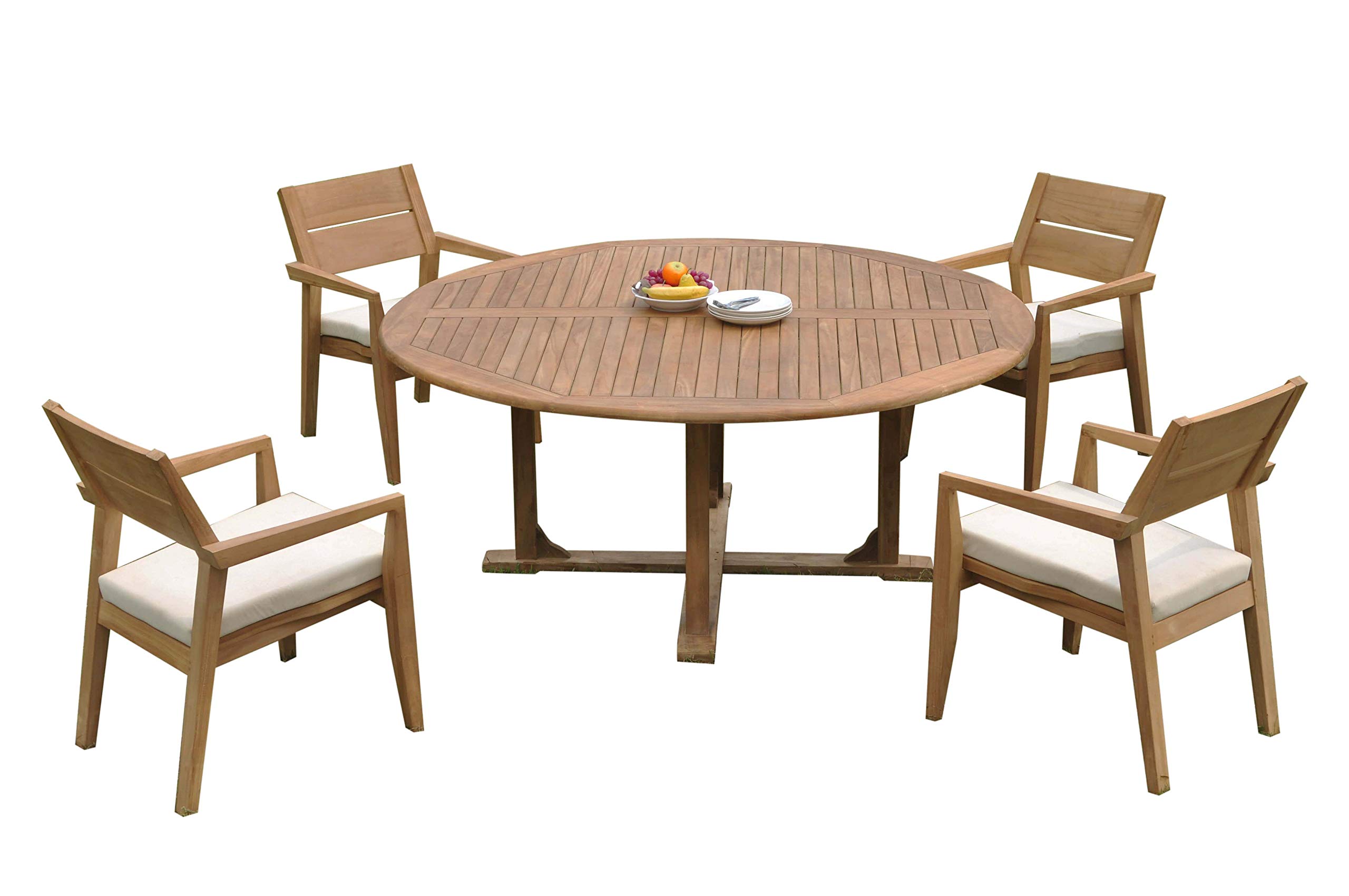 Premium 5-Piece Outdoor Teak Patio Dining Set - 72