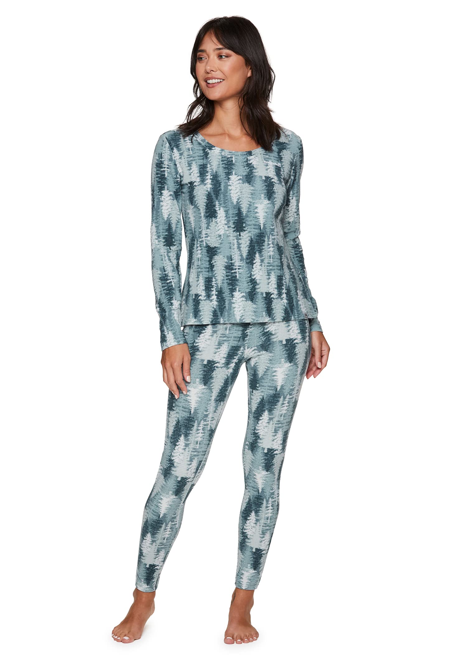 Avalanche Women's Waffle Knit Thermal Pajama Set - Long Sleeve Top & Pants | Cozy Winter Sleepwear for Cold Nights