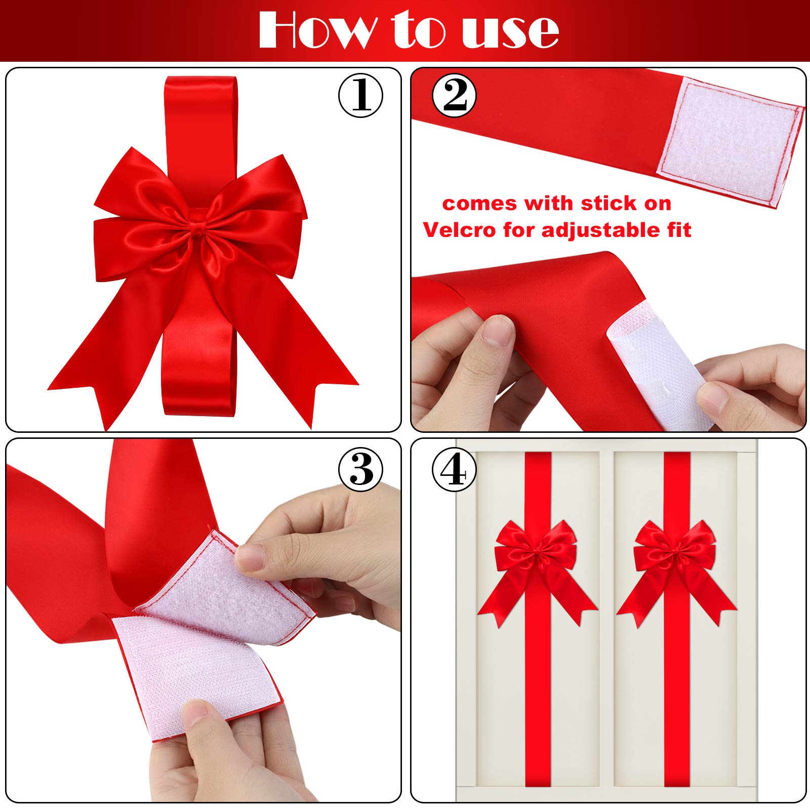 Premium 9-Piece WILLBOND Christmas Ribbon Bows Set - Large Decorative Door & Cabinet Bows for Xmas Tree, Wreaths, Gift Wrapping & Holiday Party Decorations (Red)