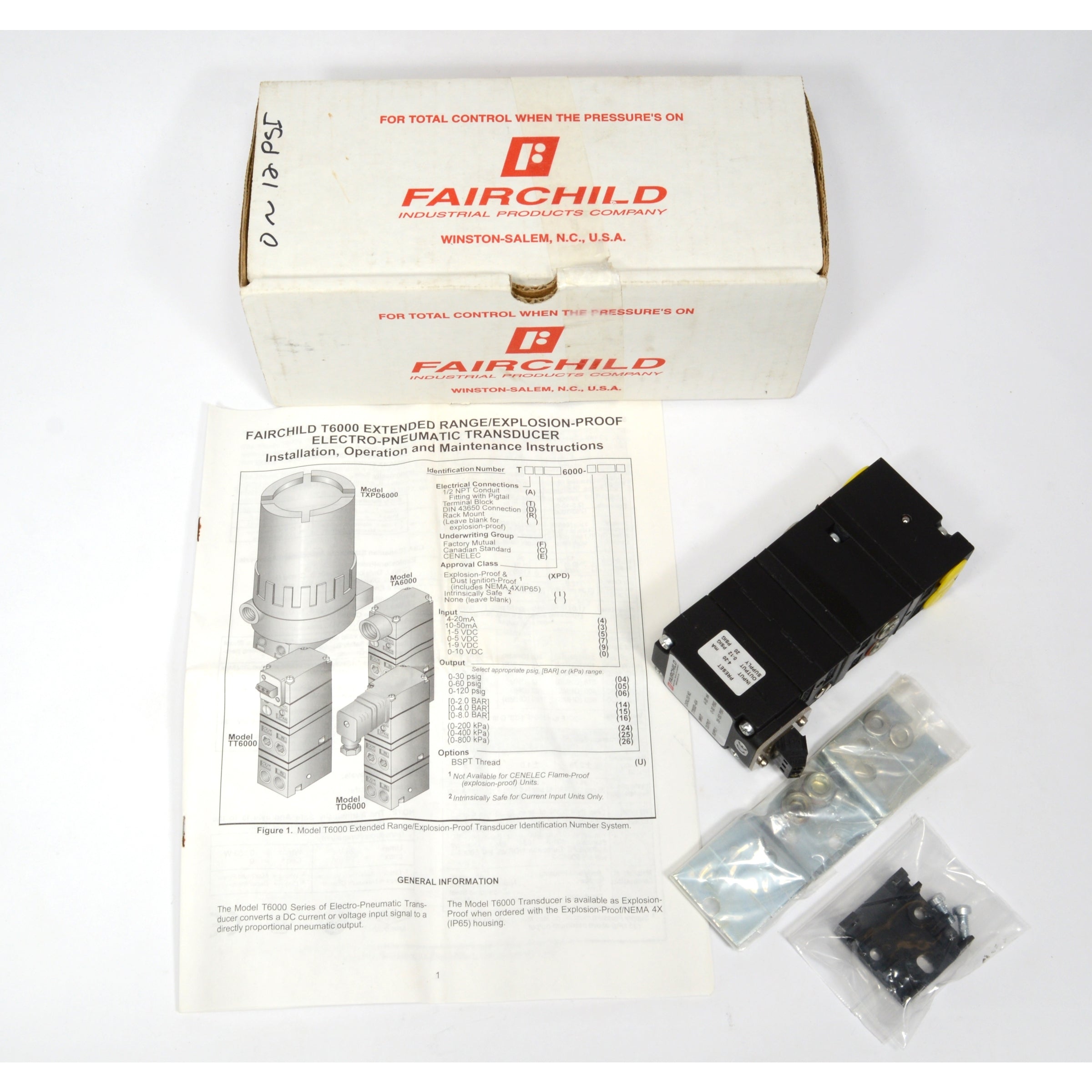 Explosion Proof Electro Pneumatic Transducer FAIRCHILD TT6000 404 - High Pressure Air to Electric Signal Converter for Hazardous Industrial Environments