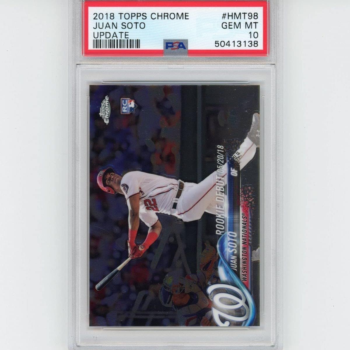2018 Topps Chrome Update Juan Soto #HMT98 Rookie RC Baseball Card PSA 10 Gem Mint - Perfect for Collectors, Investors & Baseball Fans - Display in Home, Office or Sports Memorabilia Collection