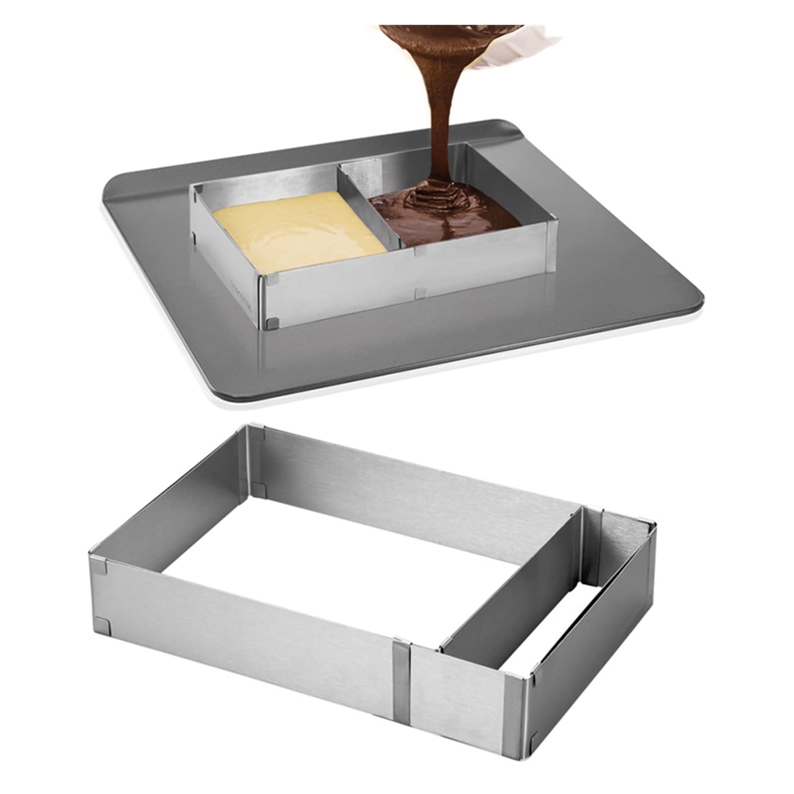 Stainless Steel Adjustable Mousse Cake Ring - Rectangle Cake Cutter Mold for Baking, Dessert Making & Pastry - Durable Metal Kitchen Tool for Professional Chefs & Home Bakers (Perfect for Mousse Cakes, Cheesecakes & Layered Desserts)