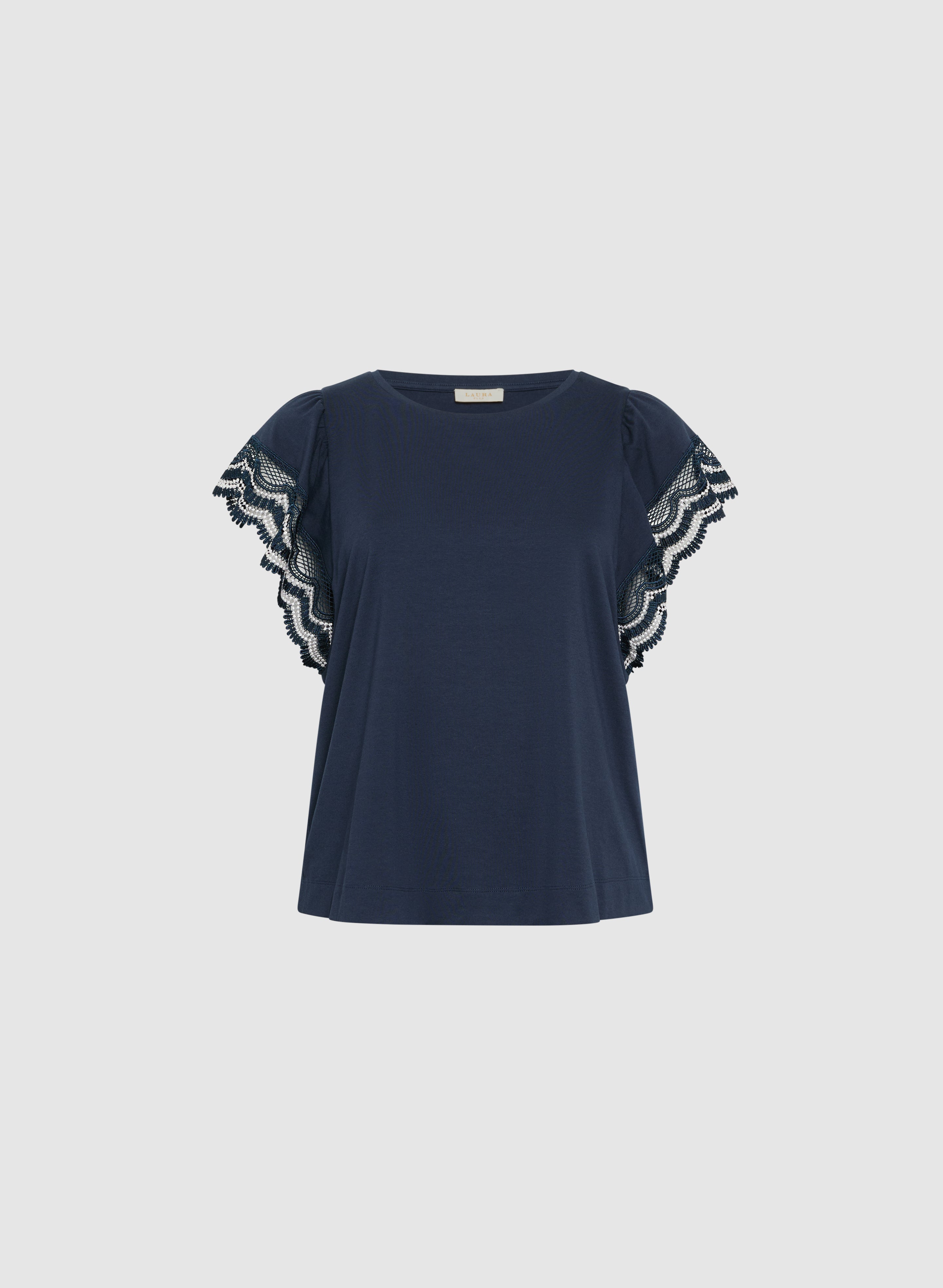 Crochet Trim Cap Sleeve T-Shirt for Women - Boho Chic Summer Top - Perfect for Beach, Vacation & Casual Outfits