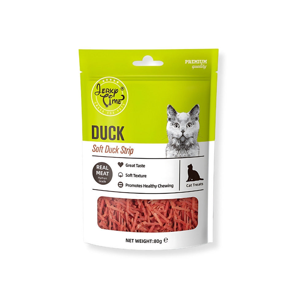 Premium Jerky Time Cat Treats 80g - Chicken & Codfish Duck Strips, Bites & Sushi Snacks - All-Natural Preserved Cat Food for Training & Rewards - Perfect for Playtime & Bonding Moments