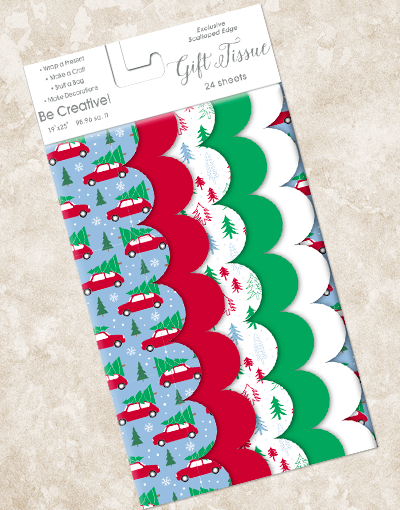 Bringing Home The Tree Scalloped Tissue Paper - Christmas Tree Decorations, Holiday Party Supplies, Gift Wrapping & DIY Crafts for Festive Home Decor