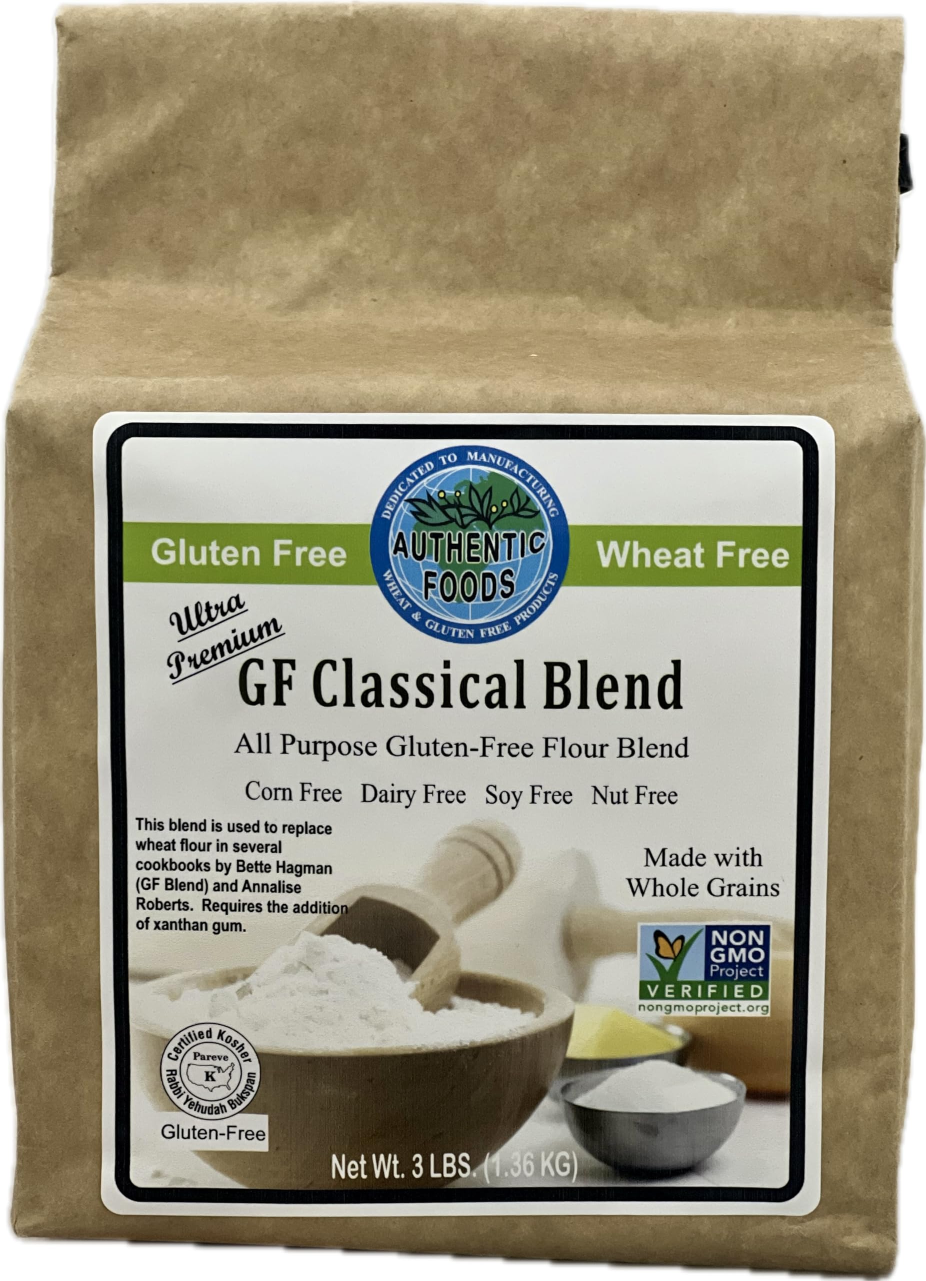 Authentic Gluten-Free Classical Blend Flour - 3 lb Bag | Perfect for Baking Bread, Cakes & Pastries | All-Natural & Wheat-Free