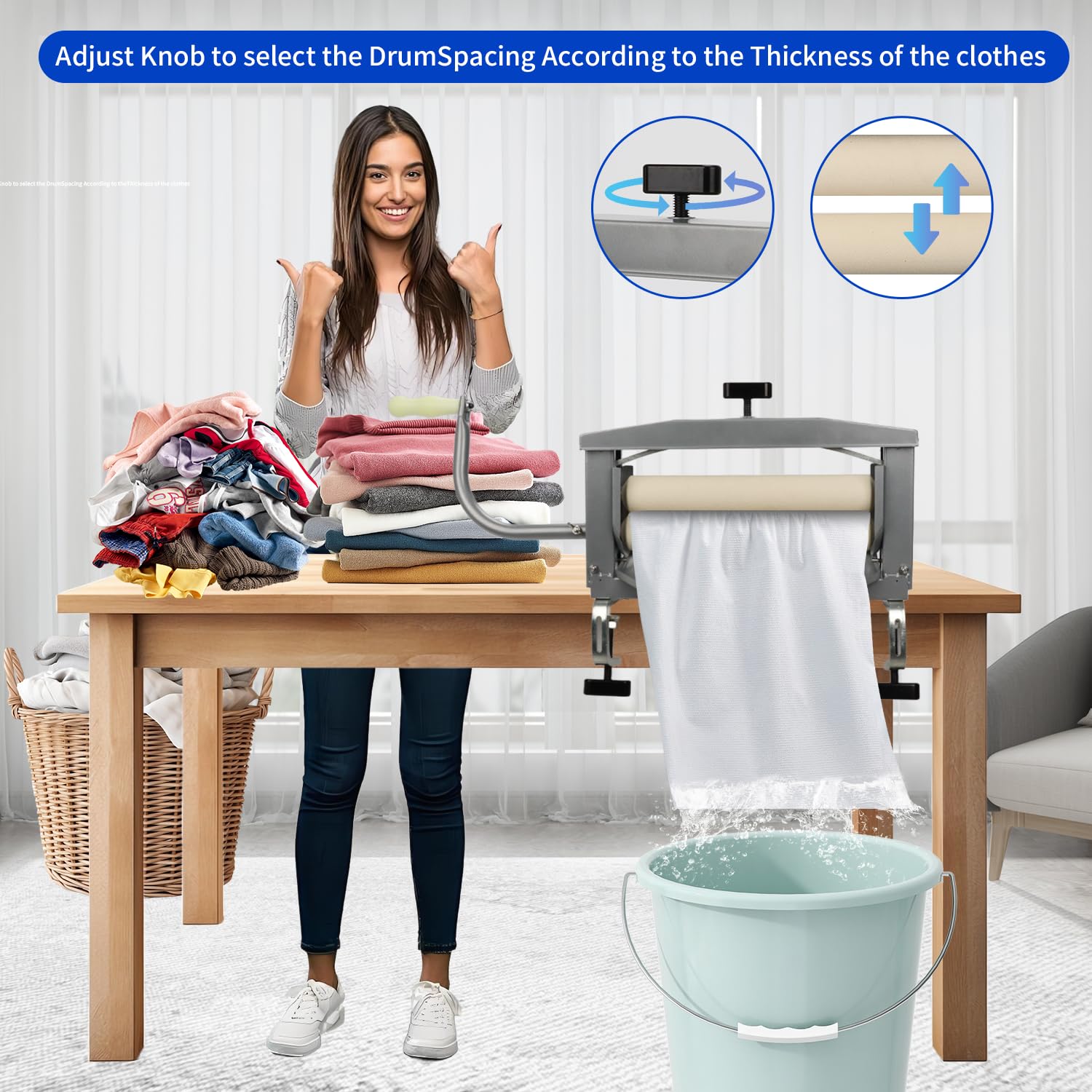 Heavy Duty Clothes Wringer - Off Grid Laundry Wringer for Chamois Cloth, Sponge & Towels | Durable Steel Frame with Rubber Rollers | Perfect for RV, Camping & Emergency Preparedness