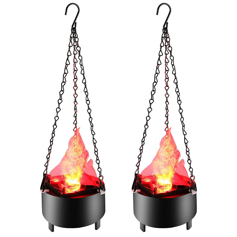 LED Flame Effect Light - 2 Pack Artificial Hanging Fire Simulation Lamp for Halloween, Christmas Decor, Party, Bar & Stage Lighting - Realistic Flickering Flame Decor for Home, Restaurant and Outdoor Events