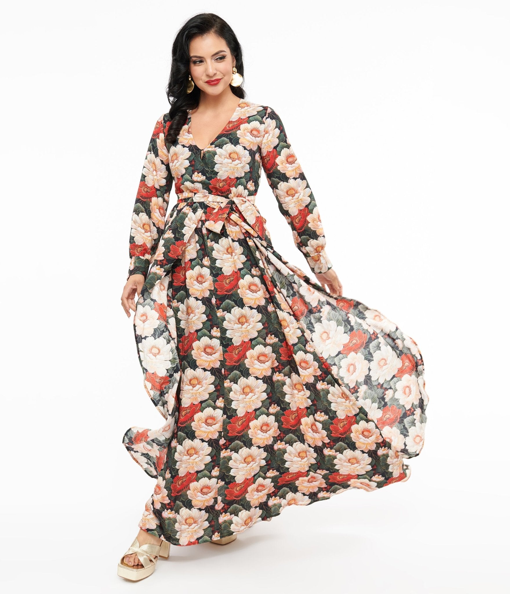 Vintage 1970s White & Red Floral Farrah Maxi Dress - Retro Boho Hippie Style for Women - Perfect for Summer Festivals, Beach Vacations & Date Nights