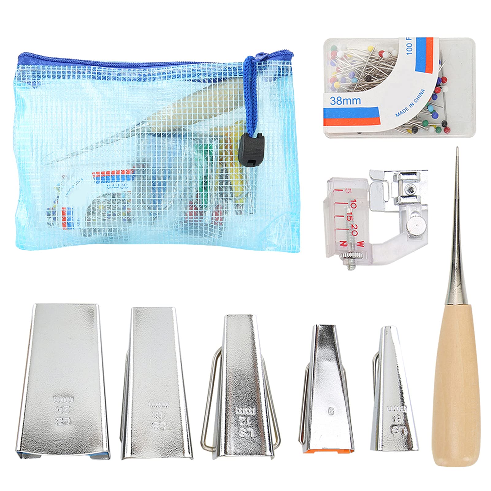 Bias Binding Maker Set - DIY Quilting Tools Kit with 4 Binding Sizes & 5 Specifications (Blue) for Sewing, Quilting, and Fabric Edging | Perfect for Dressmaking, Home Decor, and Craft Projects