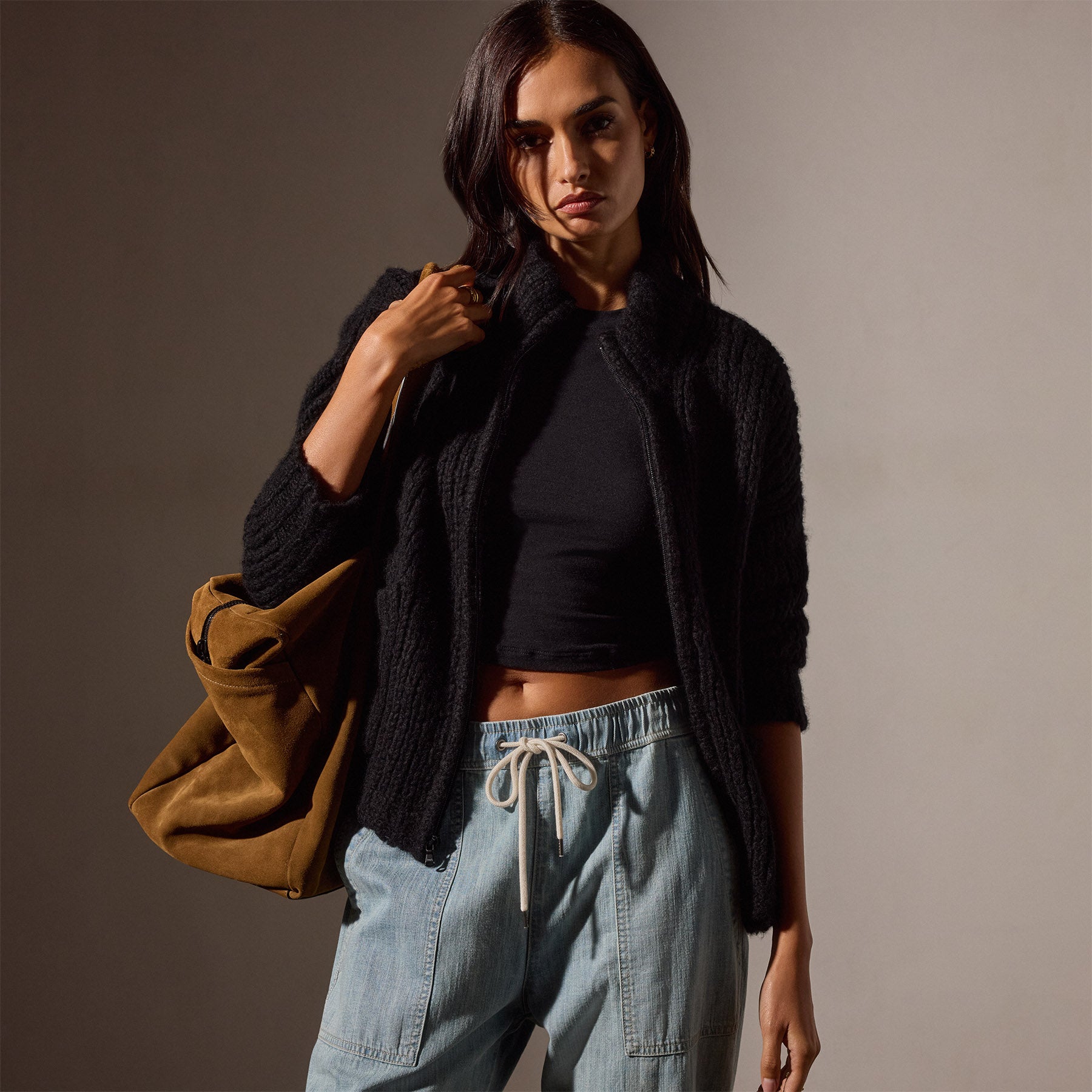Soft Cloud Knit Cardigan for Women - Cozy Black Sweater | Perfect for Layering, Office Wear & Casual Outfits