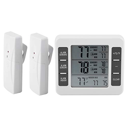 Digital Fridge Freezer Thermometer with 10-Second Audible Alarm | 328ft Wireless Range | Perfect for Home, Hotel & Restaurant Use | Monitor Food Safety & Refrigerator Temperature