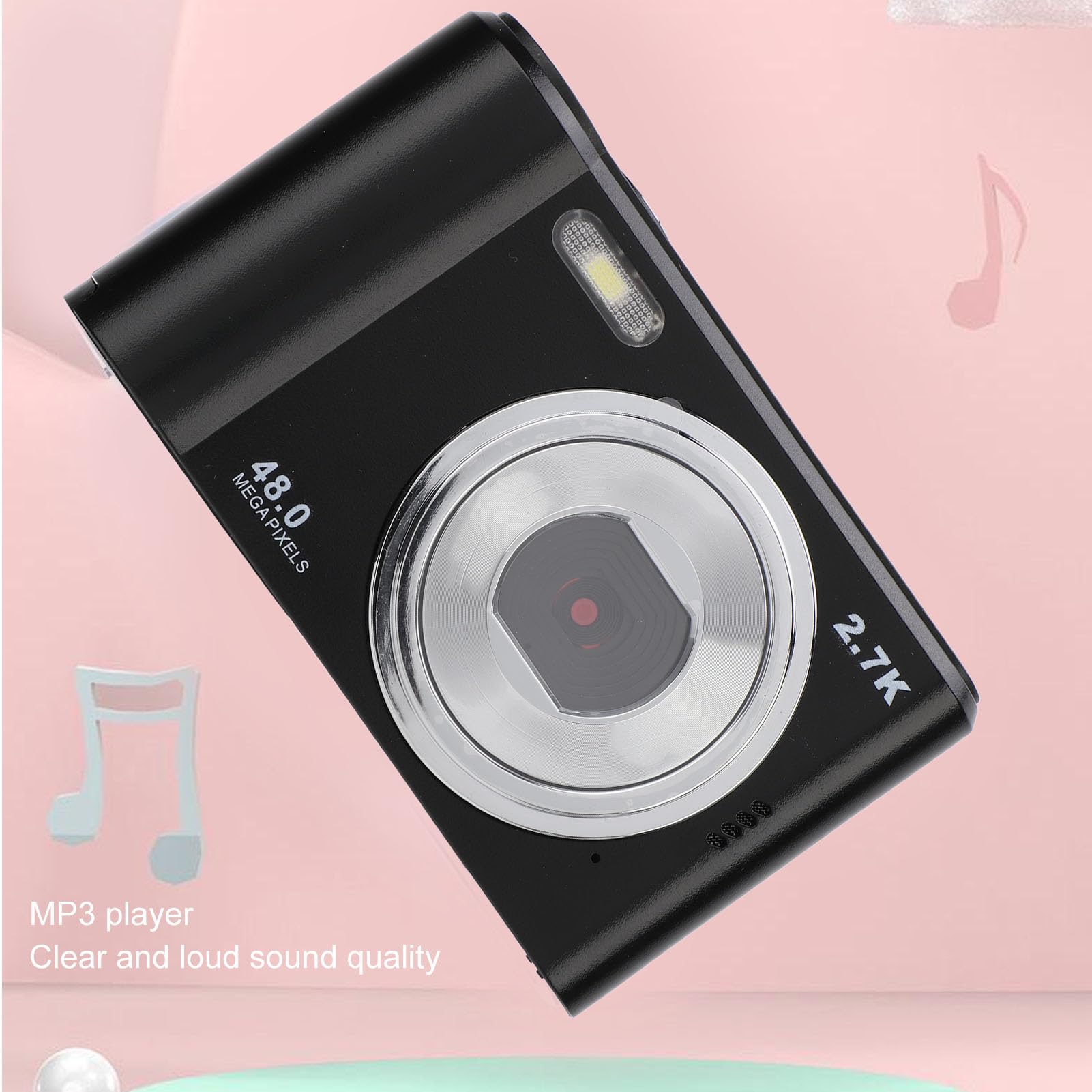 48MP 2.7K Digital Video Camera with 8x Zoom & Type-C Charging - HD Vlogging Camera for YouTube, Travel, Sports & Family Events (Black)