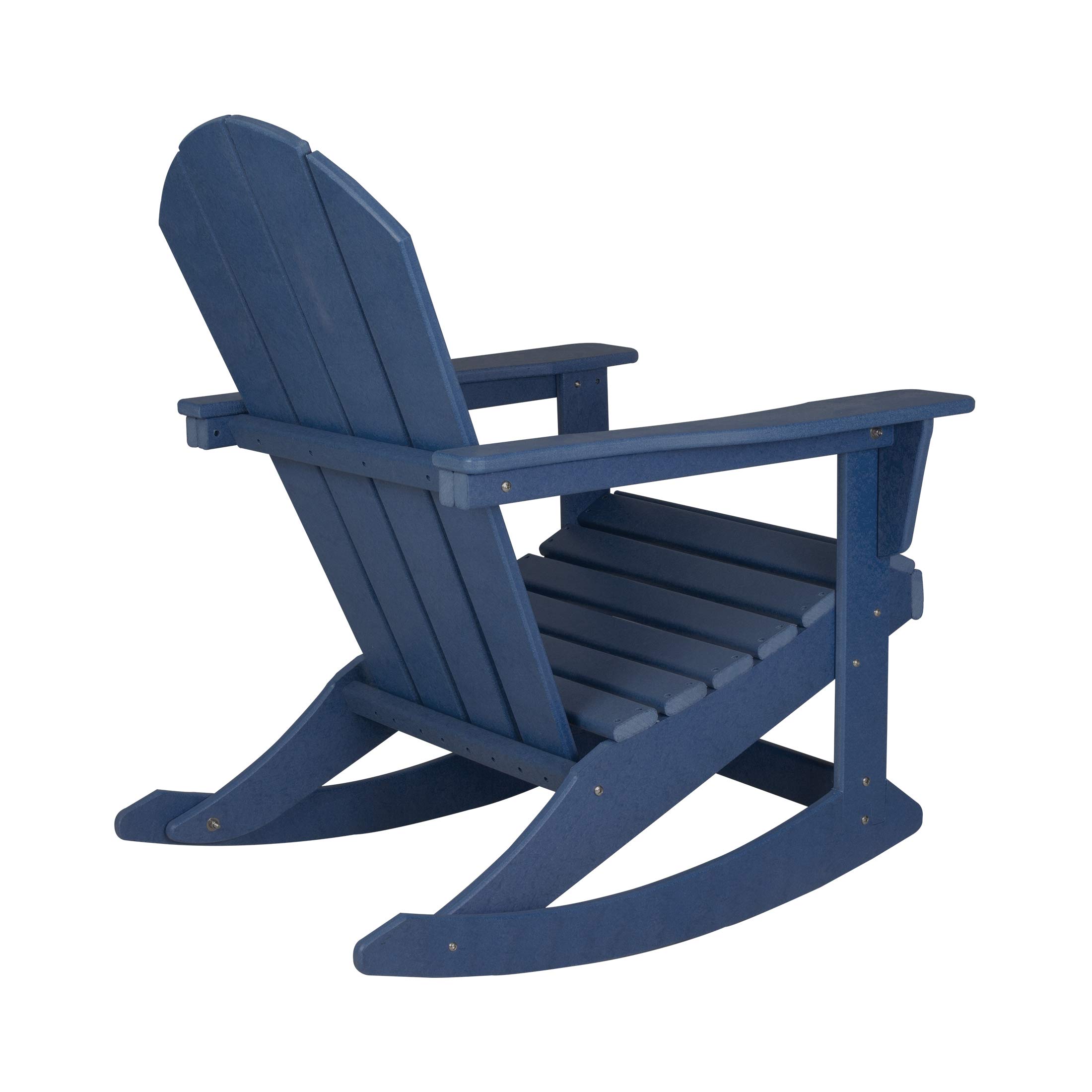 WO Home Furniture 4-Piece Patio Rocking Chair Set - Classic Outdoor HDPE Rockers with UV & Weather Resistance (Navy Blue) - Perfect for Porch, Garden, Deck & Backyard Relaxation