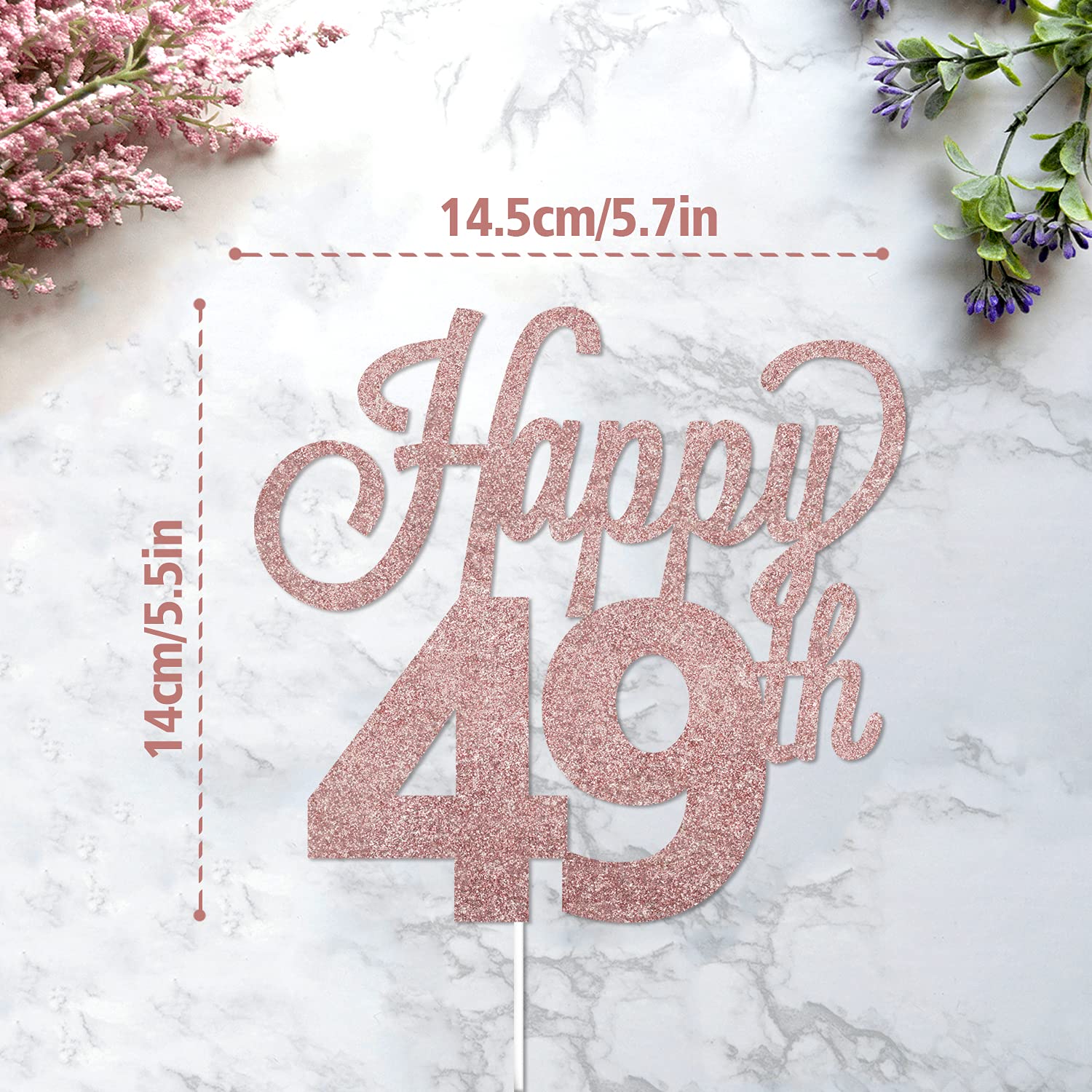LINGTEER 49th Birthday Cake Topper - Cheers to 49 Years Old Party Decorations, Gold Foil Cake Sign for Anniversary Celebrations, Retirement Parties & Milestone Birthdays