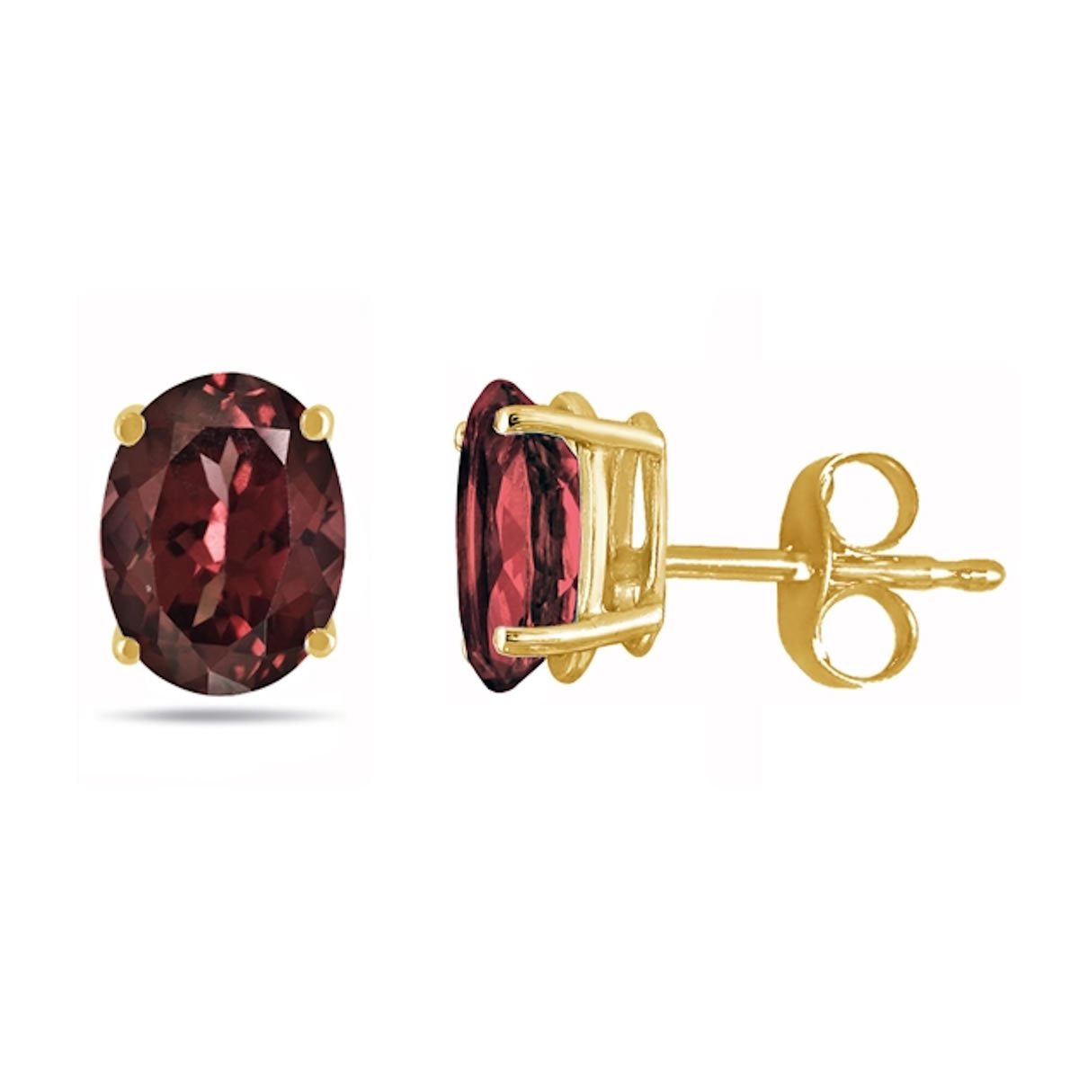 MauliJewels 4 Carat Oval Garnet Earrings for Women - 14k Yellow Gold 4-Prong Stud Earrings | Perfect for Weddings, Anniversaries & Special Occasions
