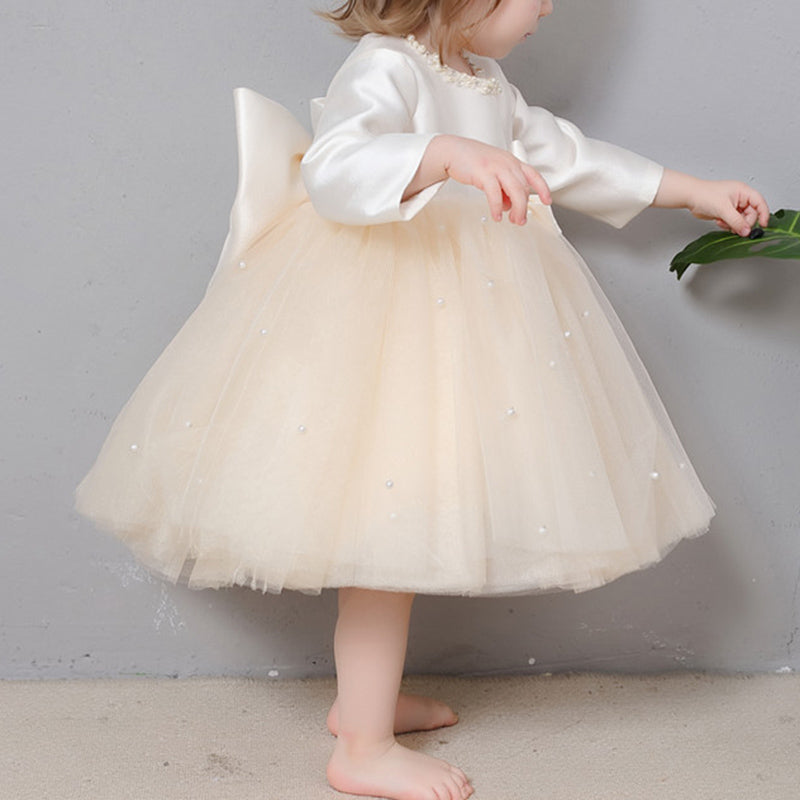 Elegant Champagne First Birthday Party Dress for Baby Girls - Toddler Formal Tutu Dress for Special Occasions & Photo Shoots