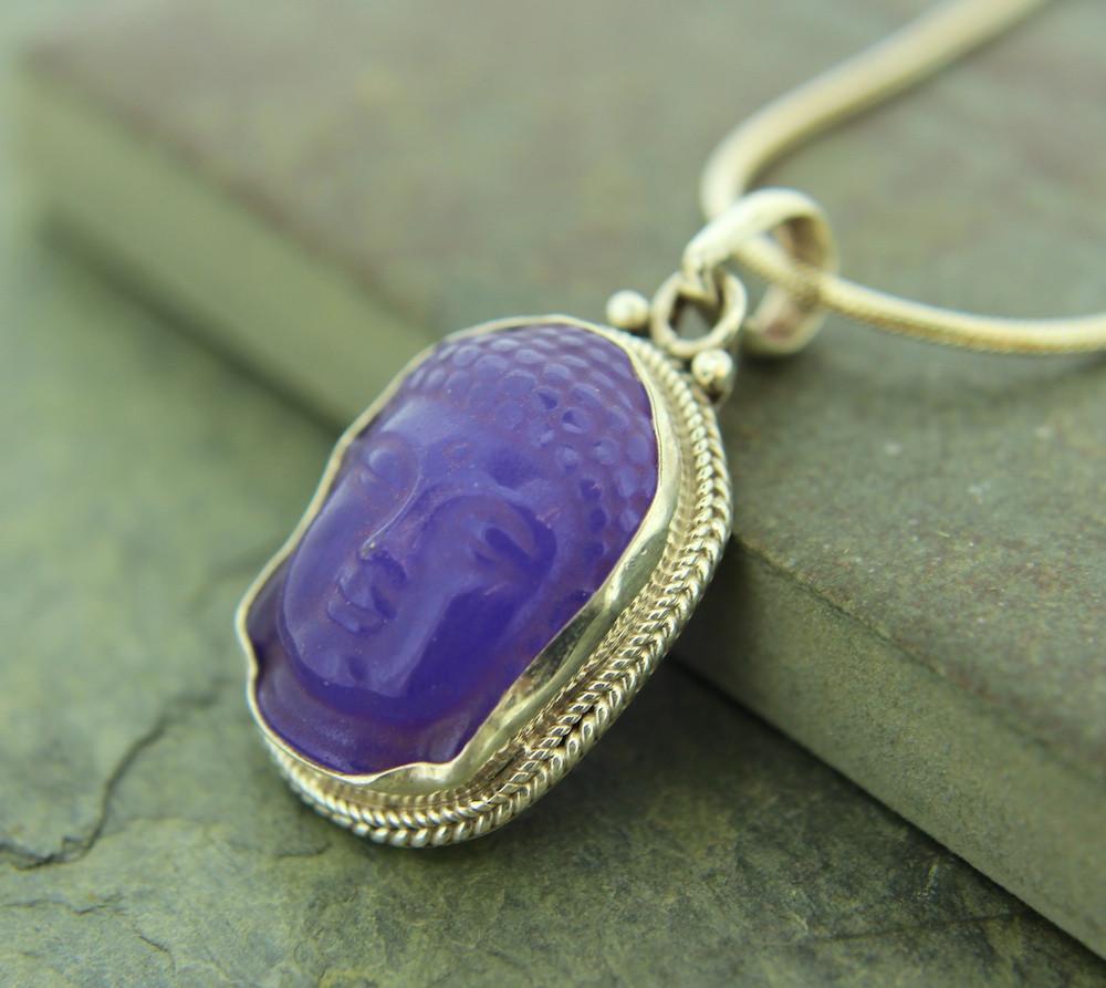 Natural Amethyst & Sterling Silver Buddha Pendant Necklace - Spiritual Jewelry for Meditation, Yoga & Mindfulness Practice