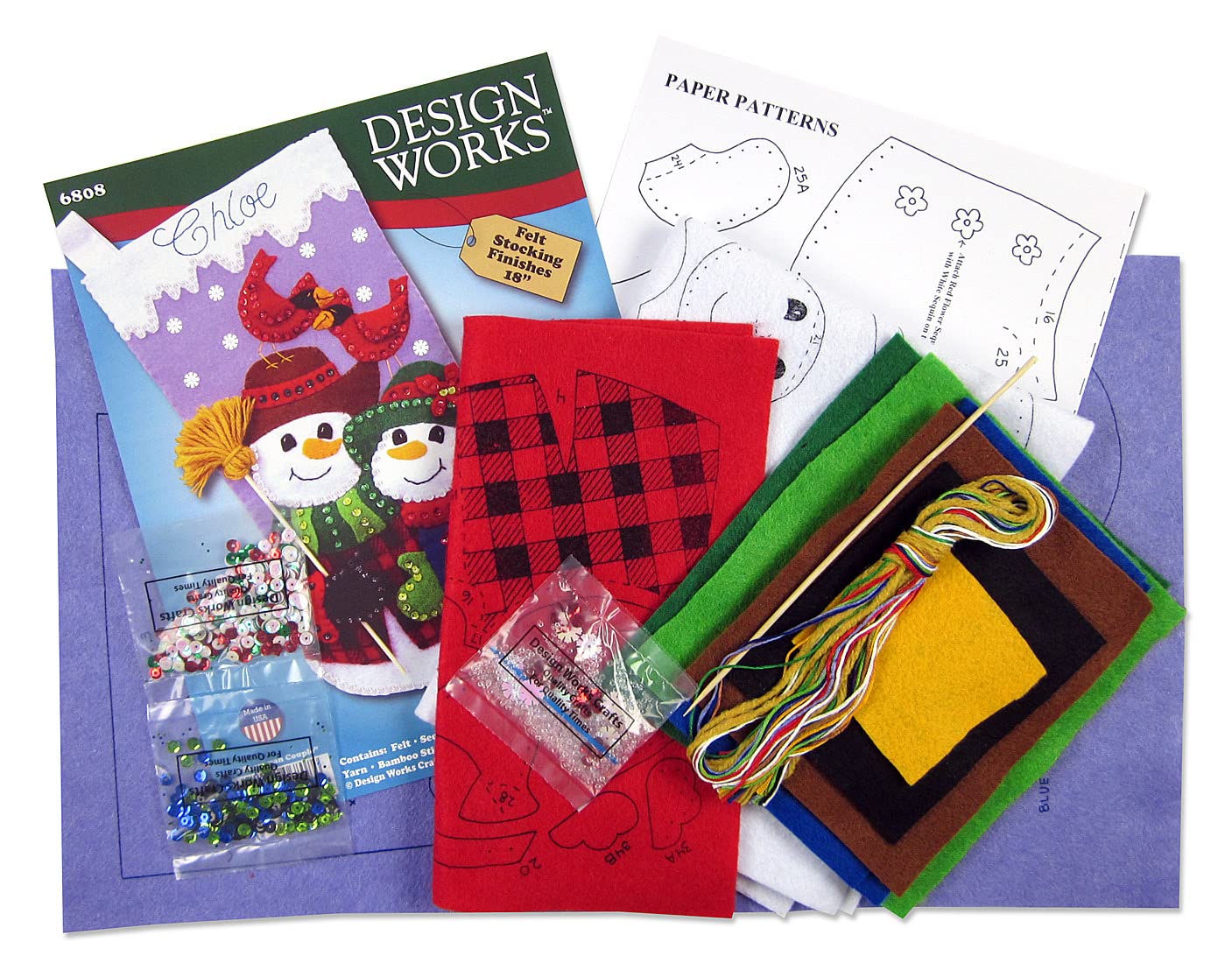 DIY Felt Stocking Kit for Christmas - Snow Couple Holiday Craft Set for Handmade Decorations, Perfect for Xmas Tree Ornaments, Gift Making & Festive Home Decor