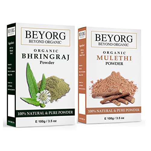 Bhringraj Powder & Mulethi Powder for Glowing Skin - Natural Skin Toning, Softening & Blackhead Removal - Ayurvedic Herbal Face Mask for Acne & Dark Spots - Perfect for Daily Skincare & Spa Treatments