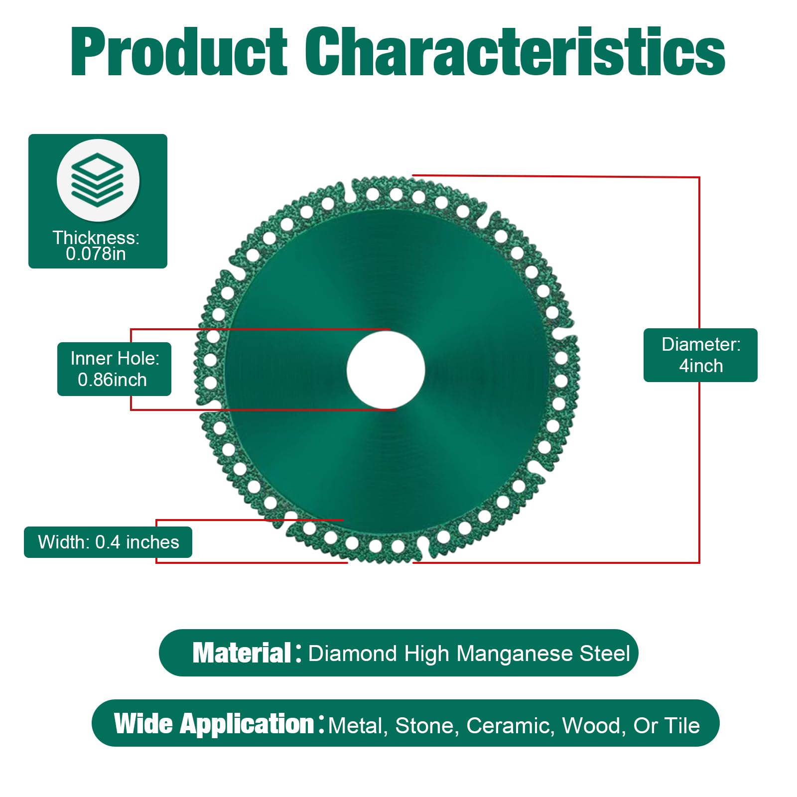 5-Pack 4-Inch Indestructible Grinder Discs - Composite Multi-Functional Cutting Saw Blades for PVC Pipes, Stone, Ceramics, Wood & Steel Tiles - Perfect for Construction, DIY Projects & Metalworking