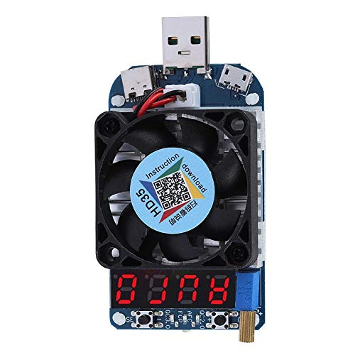 35W USB Electronic Load Tester - DC Battery Discharge Resistor Module with Cooling Fan & 4-Digit LED Display | USB/Type-C Interface for Power Supply Testing, DIY Electronics Projects & Battery Capacity Analysis