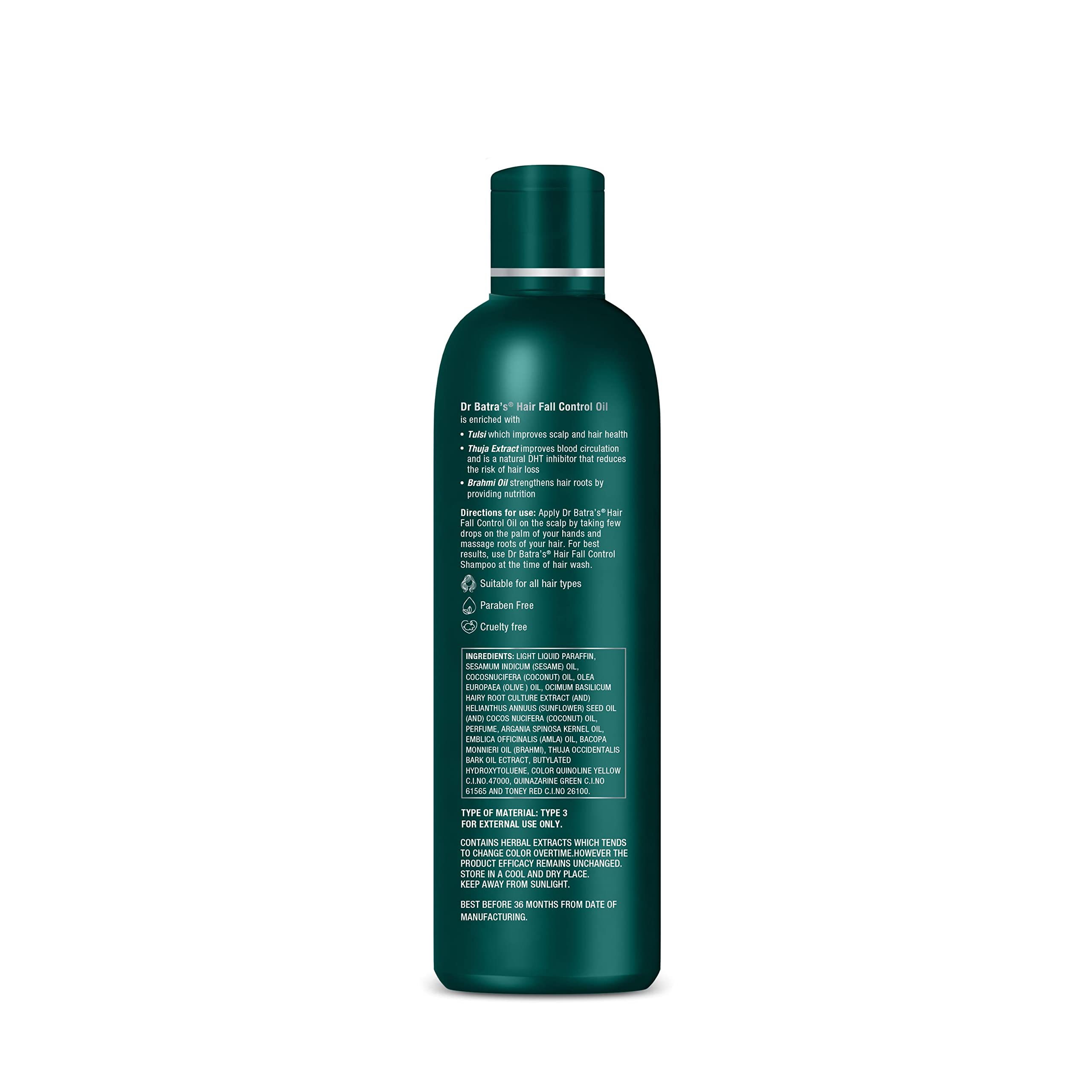 Dr Batra's Hair Fall Control Oil - Natural Hair Growth Treatment with Thulsi, Brahmi & Thuja - Scalp Nourishment for Damaged Hair - Promotes Healthier Hair & Reduces Hair Loss (200ml) - Perfect for Daily Hair Care Routine & Scalp Massage